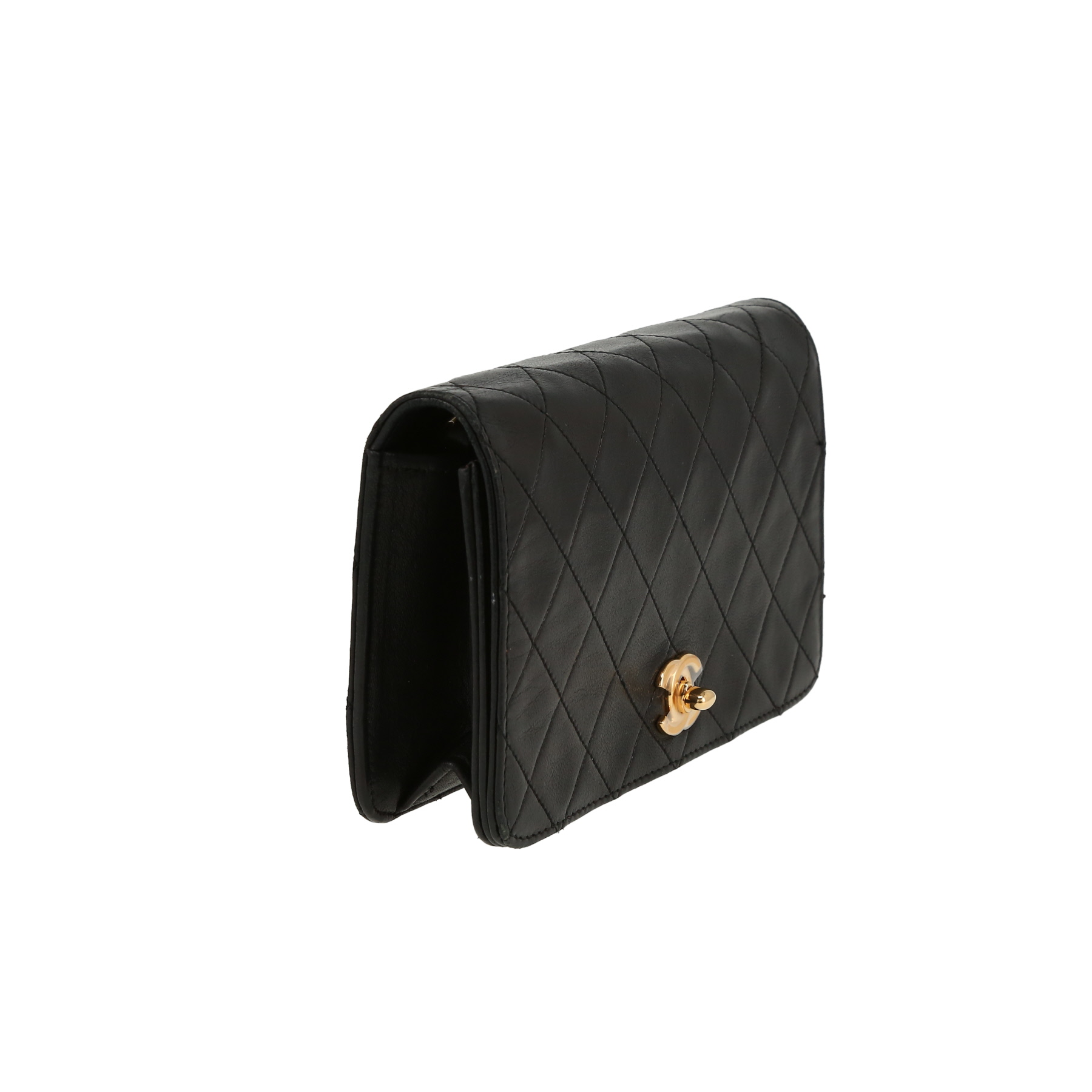 Chanel  Mademoiselle bag worn on the shoulder or carried in the hand  in black quilted leather