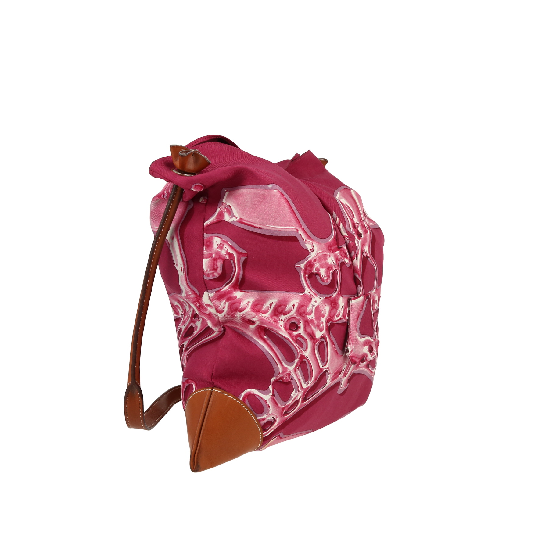 Hermès  Silk City shoulder bag  in pink silk  and Barenia leather