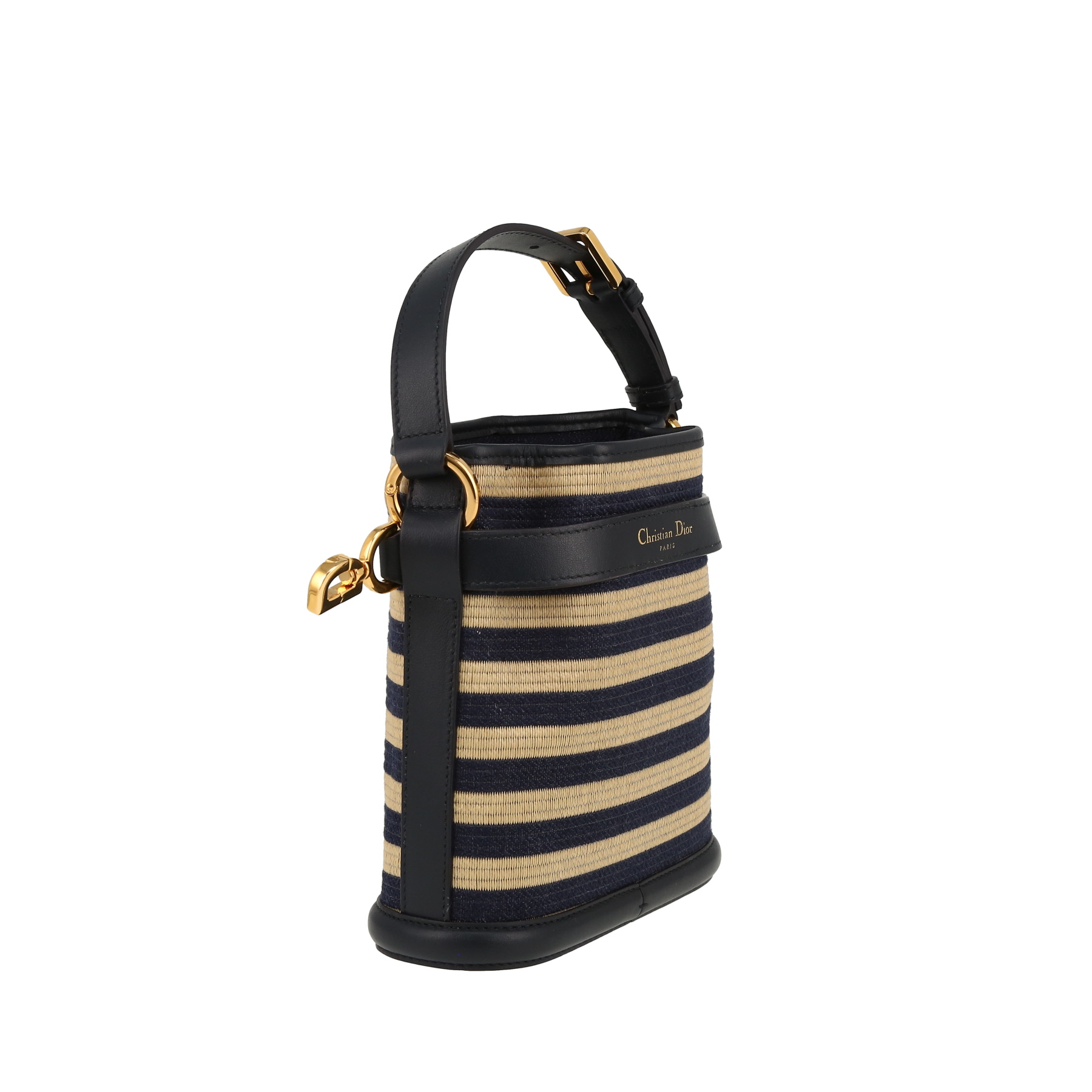 Dior  Cest Dior handbag  in navy blue and natural raphia  and navy blue leather