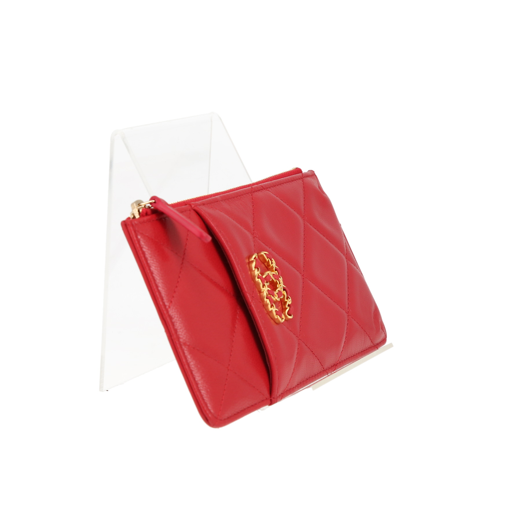 Portefeuille Chanel  19 en cuir matelassé rouge