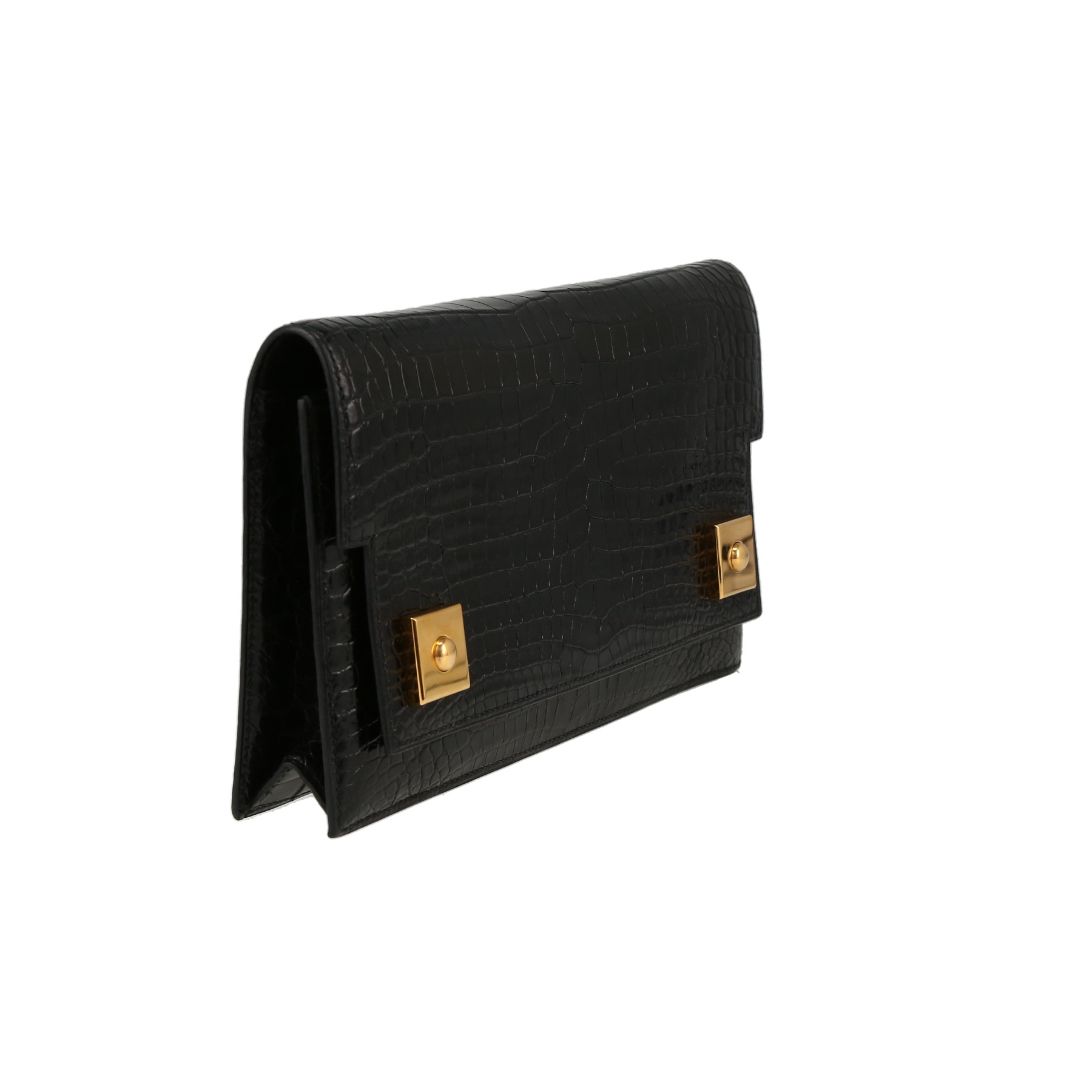 Pochette Hermès   in coccodrillo marino nero