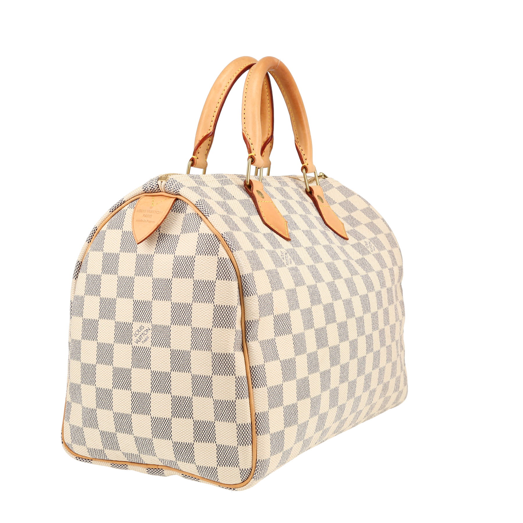 Louis Vuitton  Speedy 30 handbag  in azur damier canvas  and natural leather