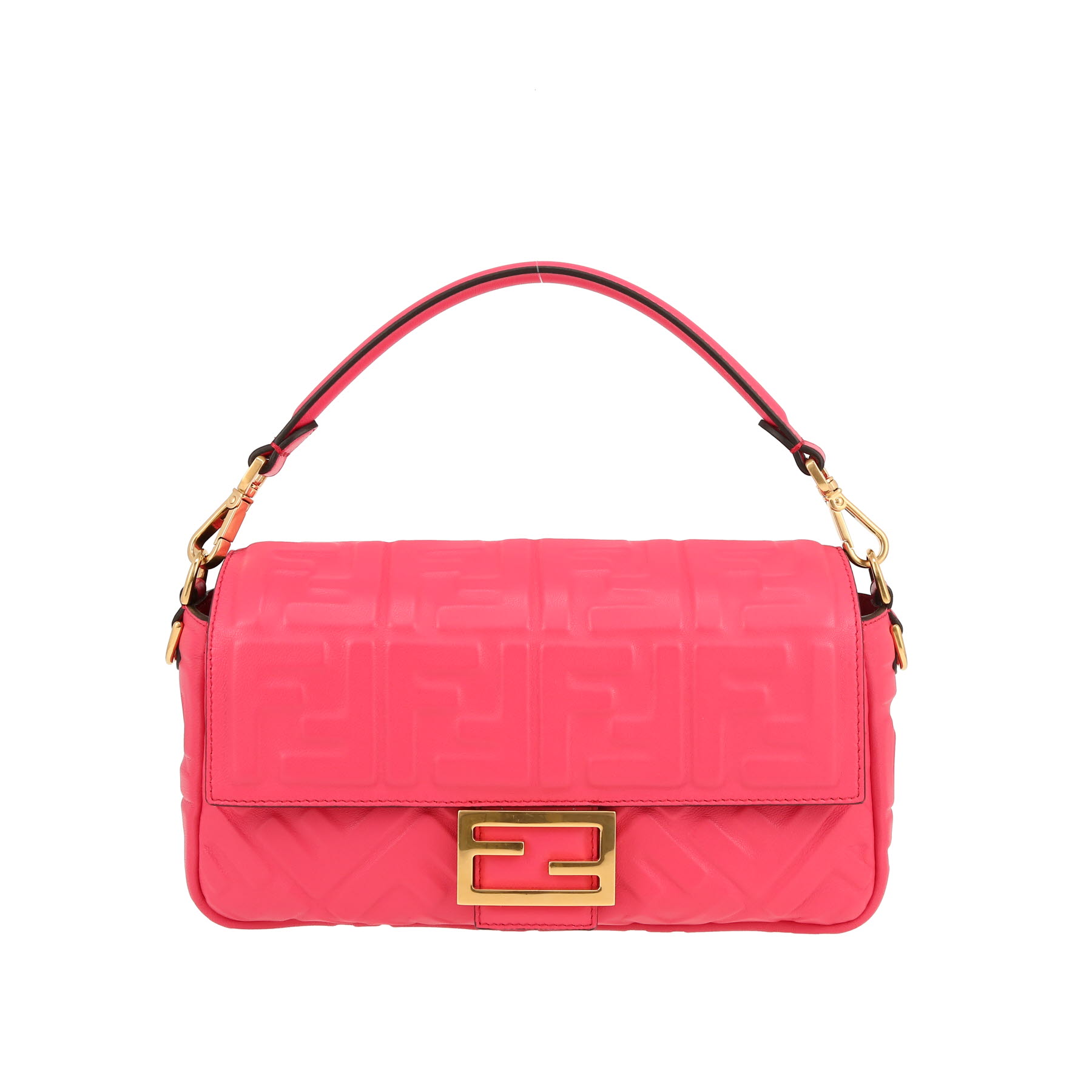 Baguette Handbag In Fushia Pink Monogram Leather