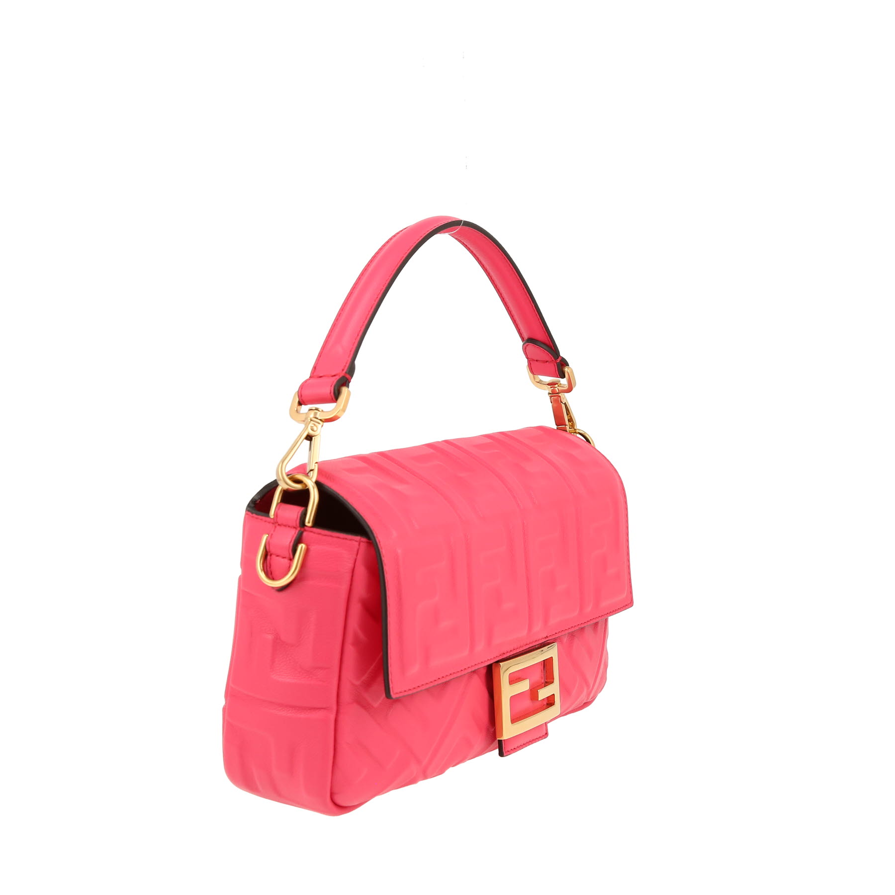 Borsa Fendi  Baguette in pelle monogram rosa fucsia