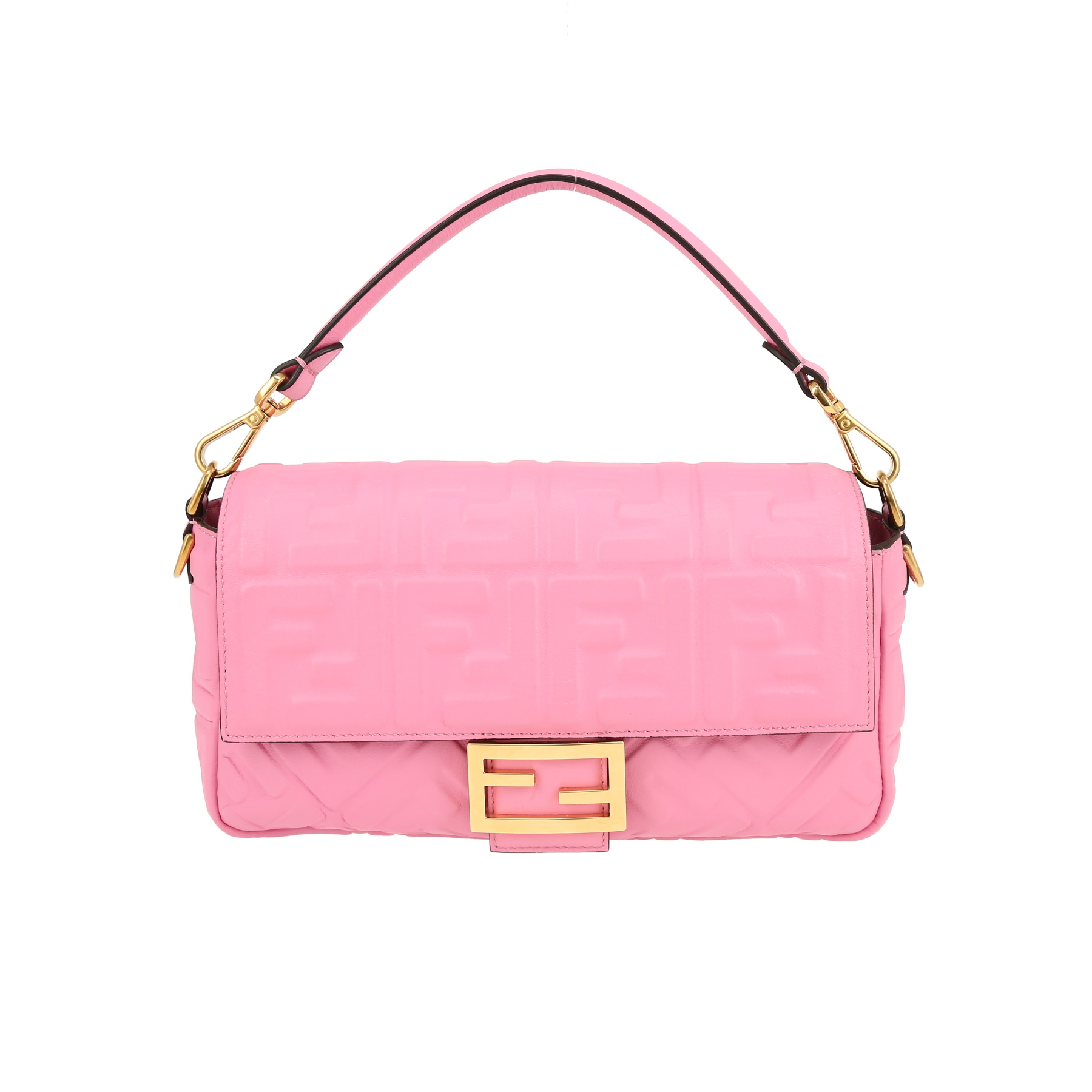 Baguette Handbag In Pink Monogram Leather