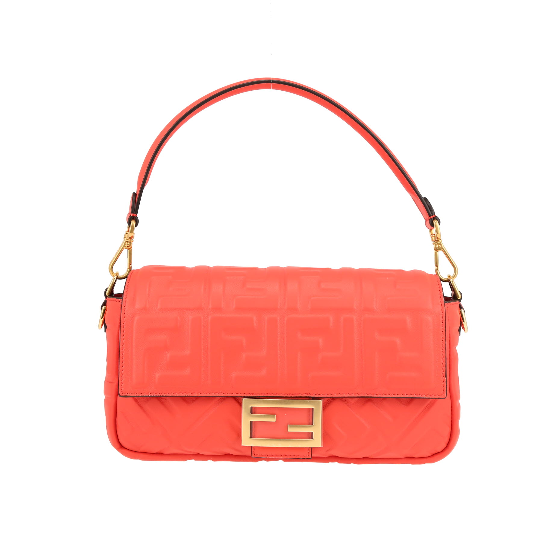 Baguette Handbag In Coral Leather
