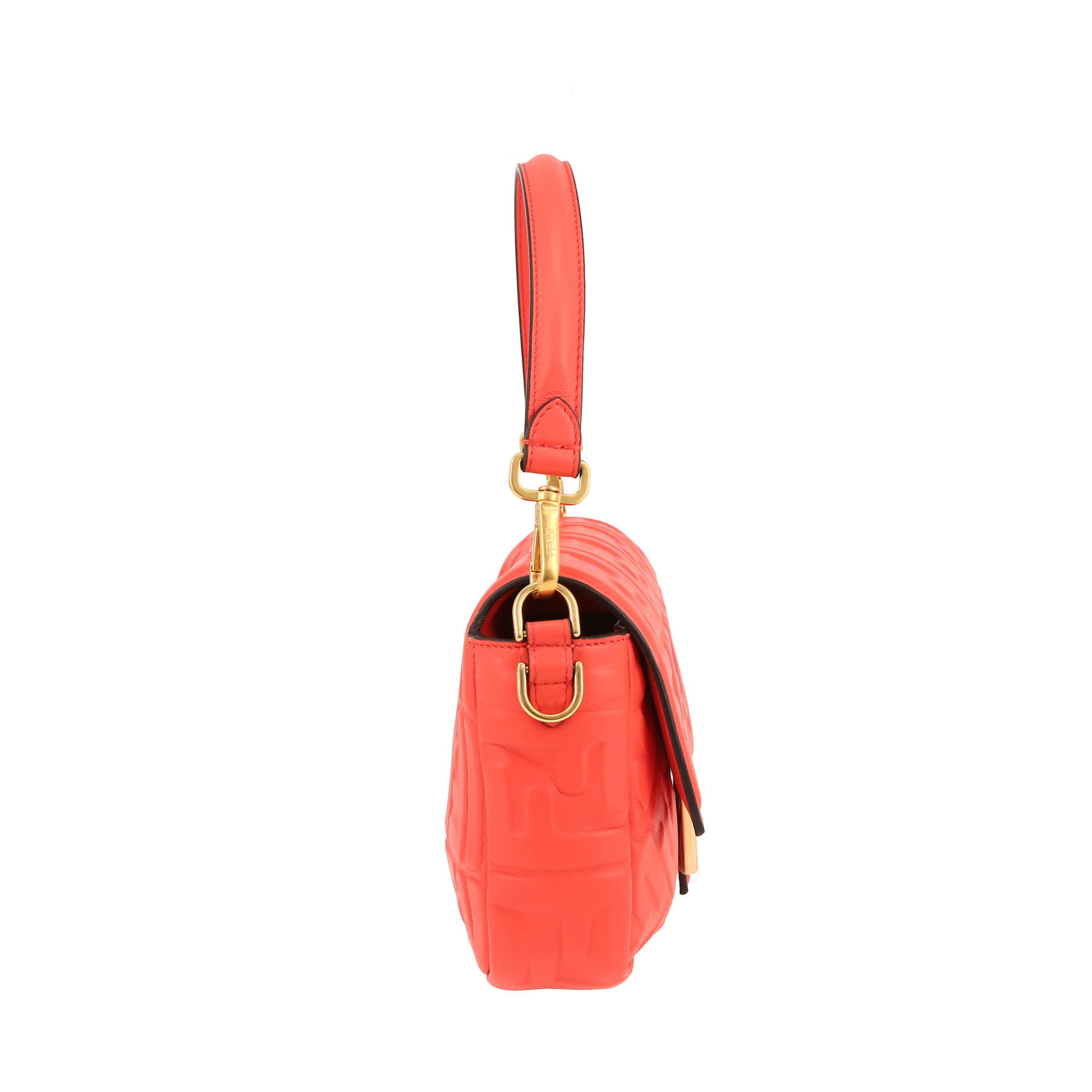 Baguette Handbag In Coral Leather