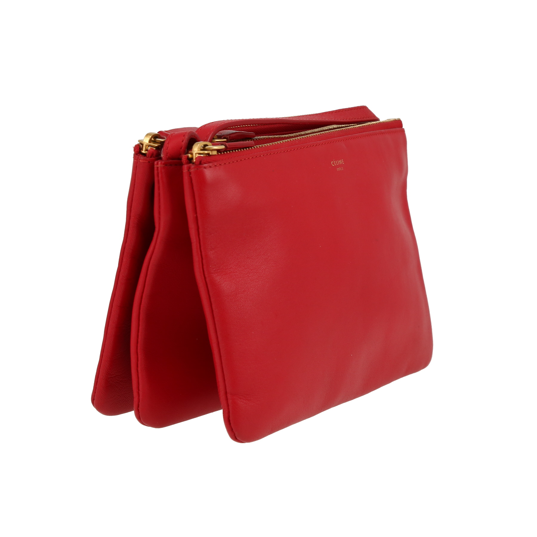 Celine  Trio shoulder bag  in red leather