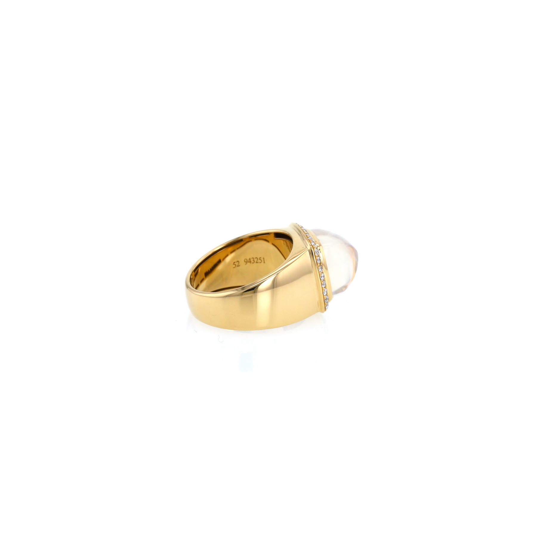Fred Pain de Sucre medium model ring in yellow gold, diamonds and moonstone
