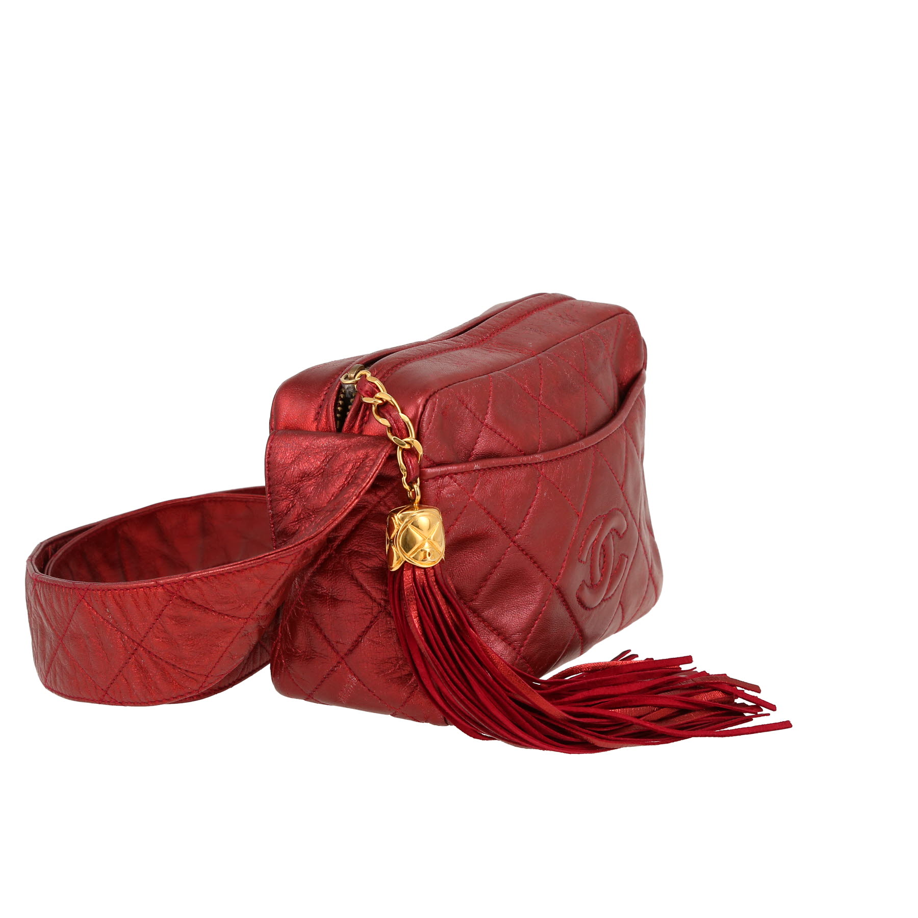 Bolso de mano Chanel   en cuero irisado rojo