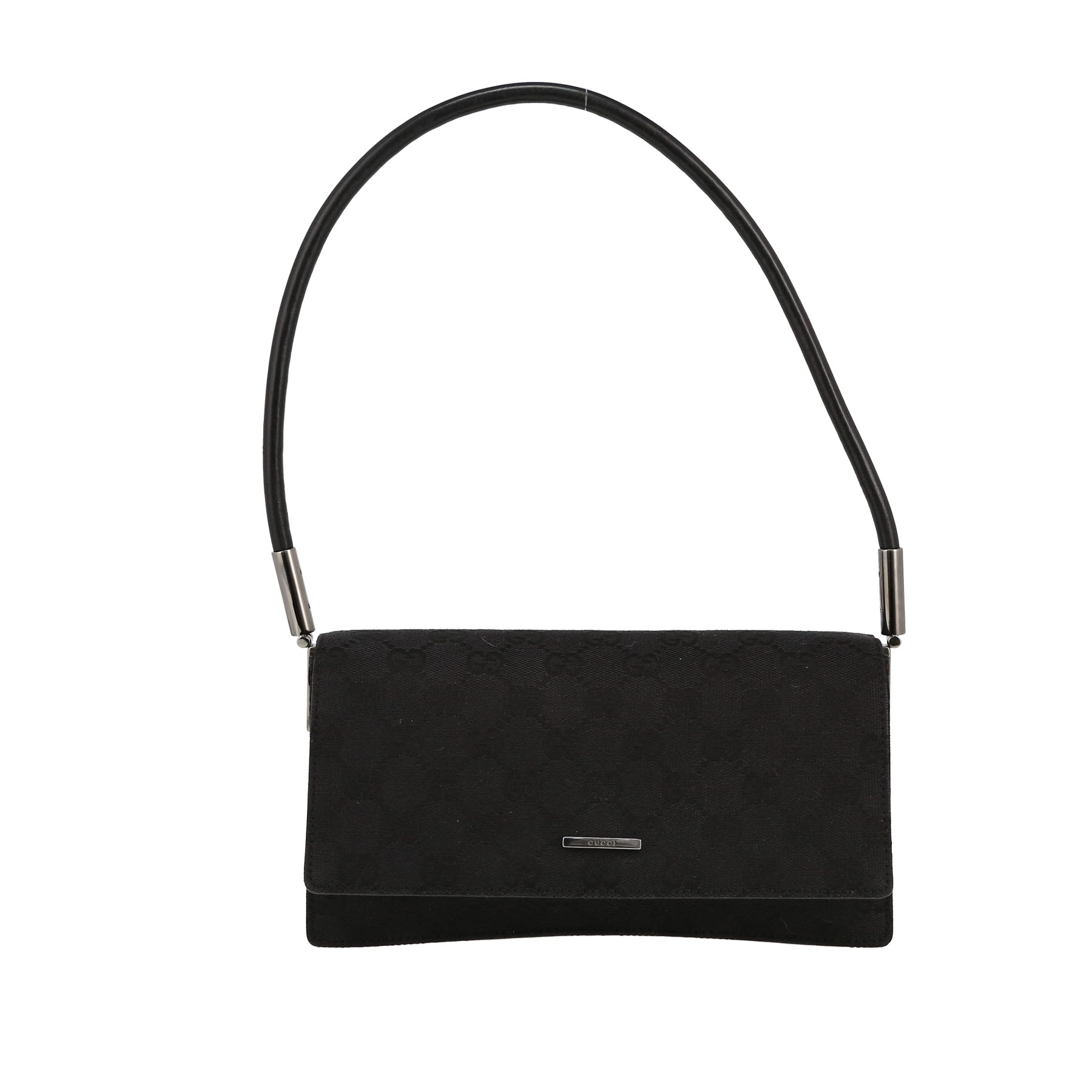 Handbag In Black Logo Canvas And Black Leather