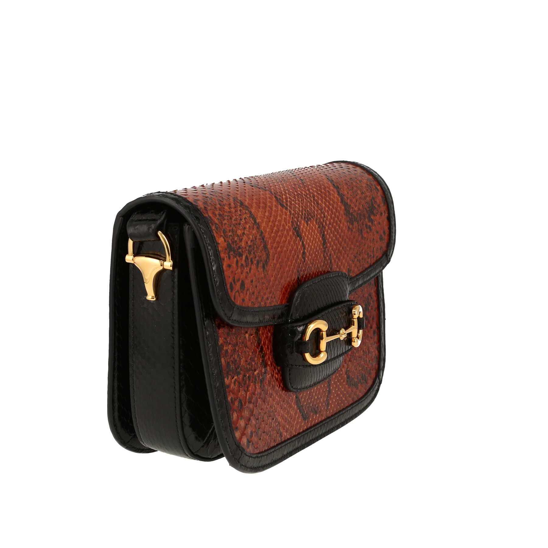 Gucci  1955 Horsebit small model  shoulder bag  in brown python  and black leather
