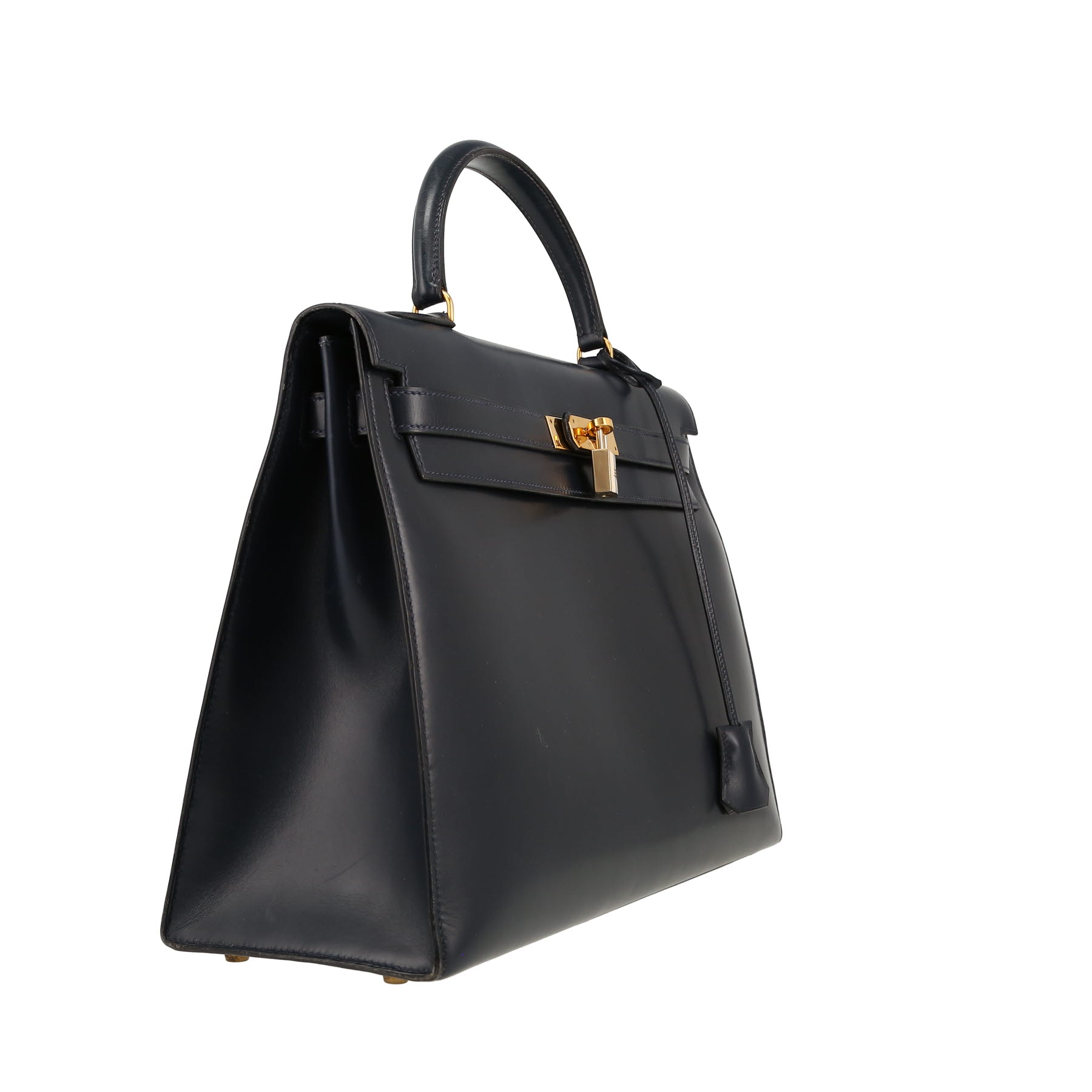 Hermès  Kelly 35 cm handbag  in navy blue box leather
