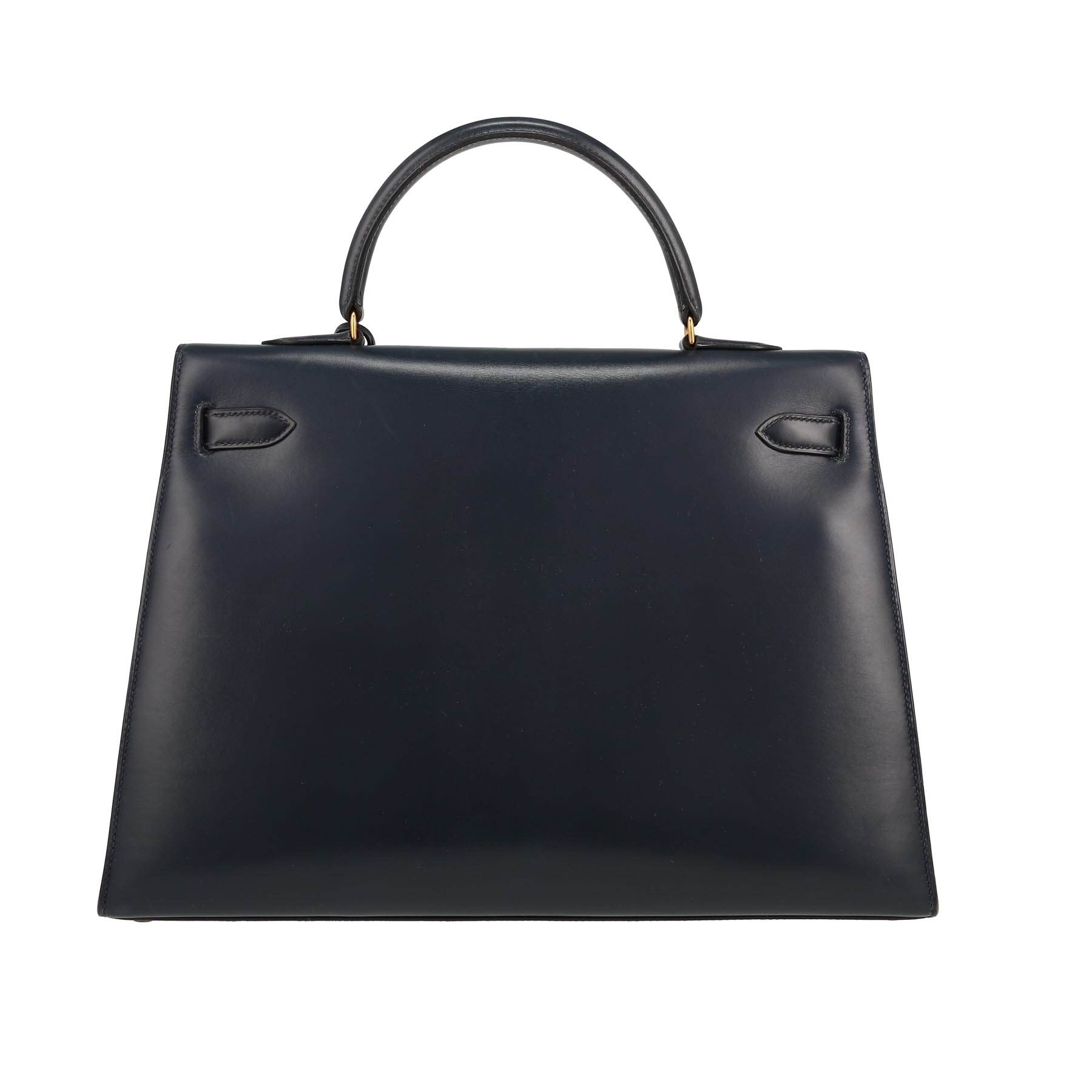 Kelly 35 cm Handbag In Navy Blue Box Leather