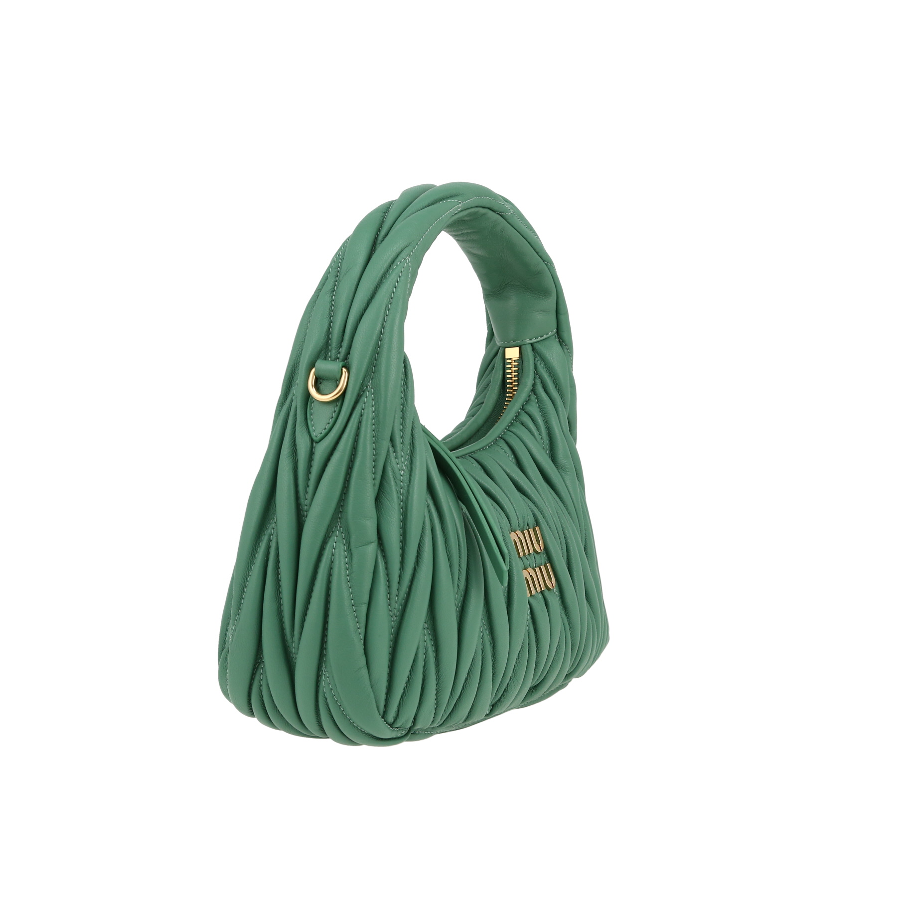 Bolso bandolera Miu Miu Wander en cuero acolchado verde