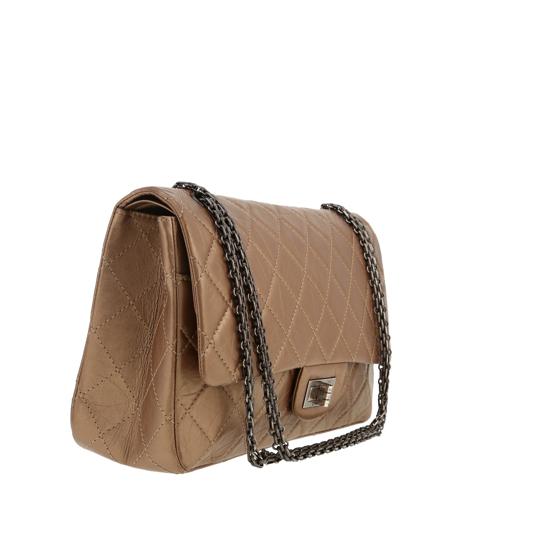 Chanel  Chanel 2.55 shoulder bag  in golden brown quilted leather