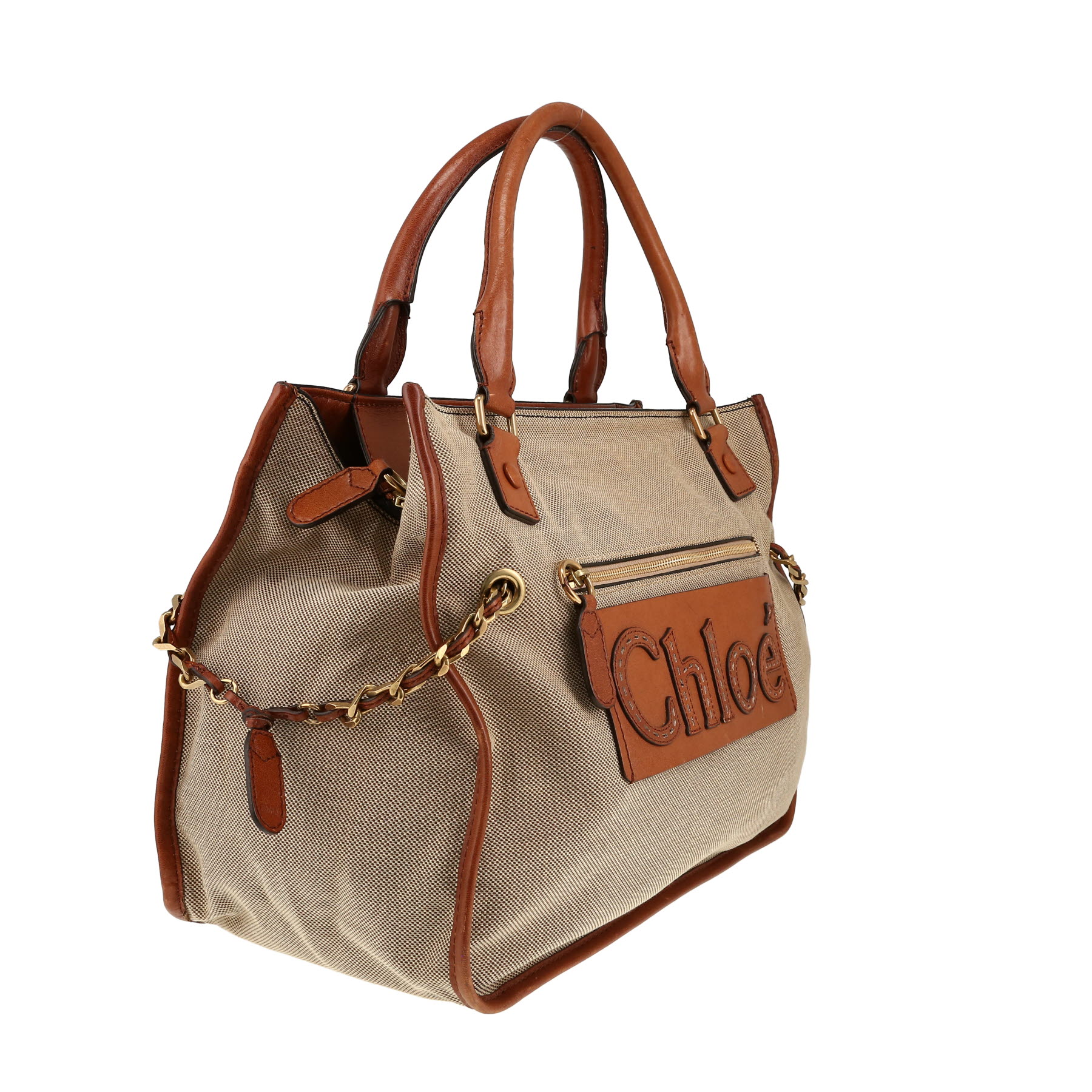 Chloé  Hayley handbag  in beige canvas  and brown leather