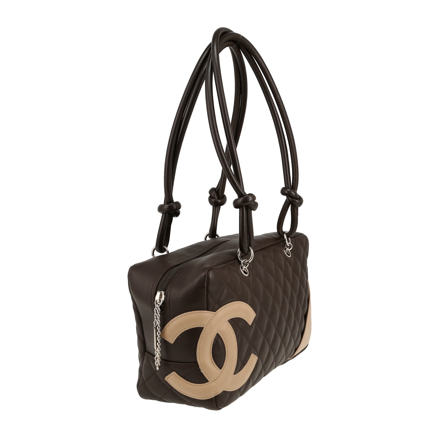 Chanel  Cambon handbag  in brown quilted leather  and beige leather