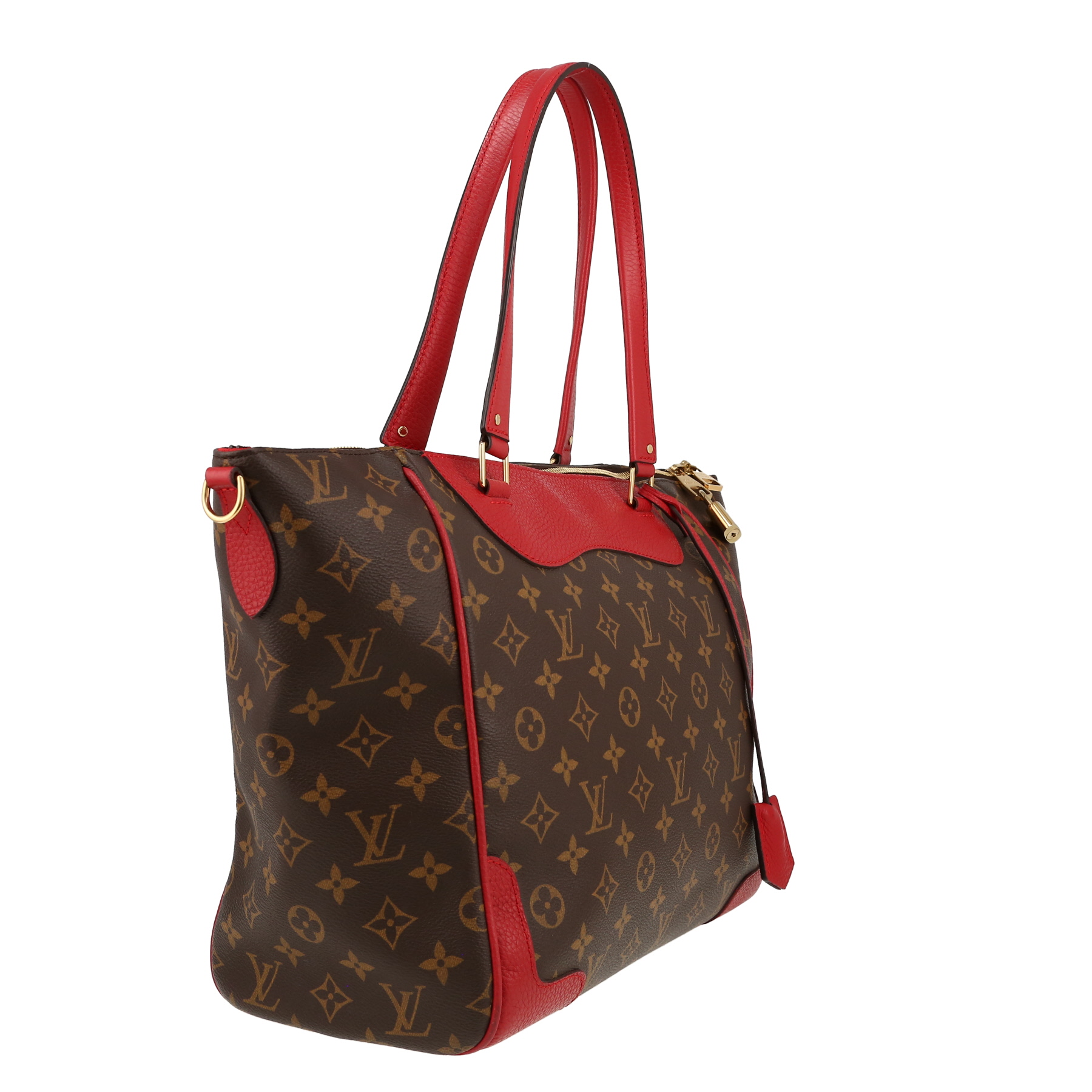 Borsa Louis Vuitton  Estrela in tela monogram marrone e pelle rossa