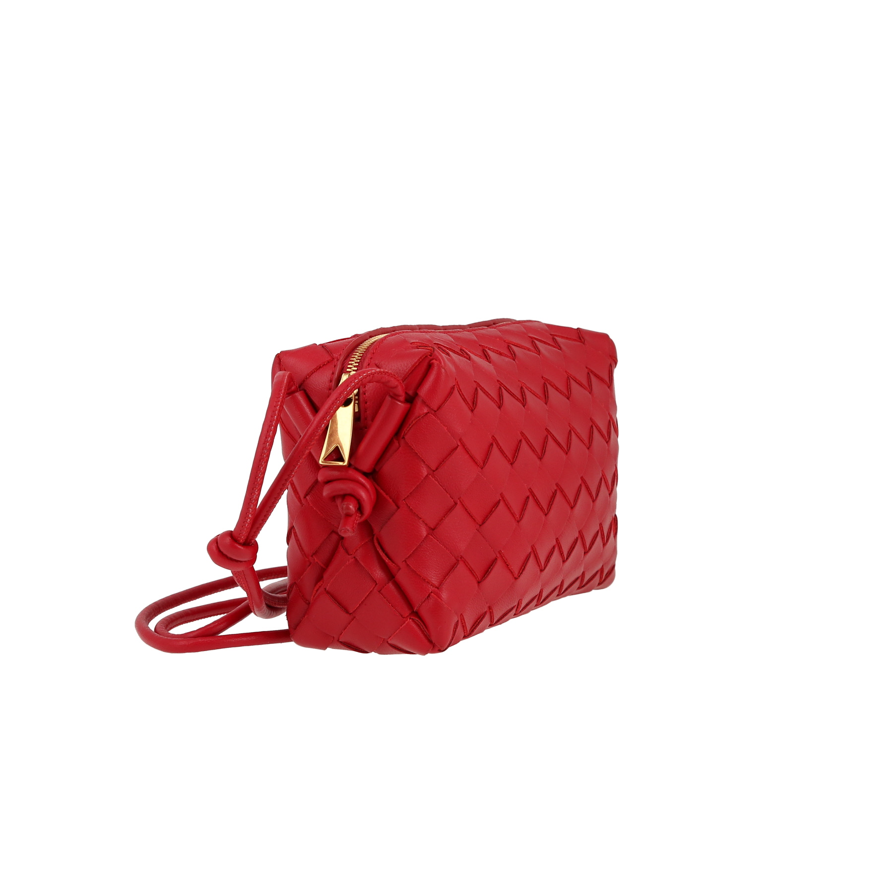 Borsa a tracolla Bottega Veneta  Loop mini  in pelle intrecciata rossa