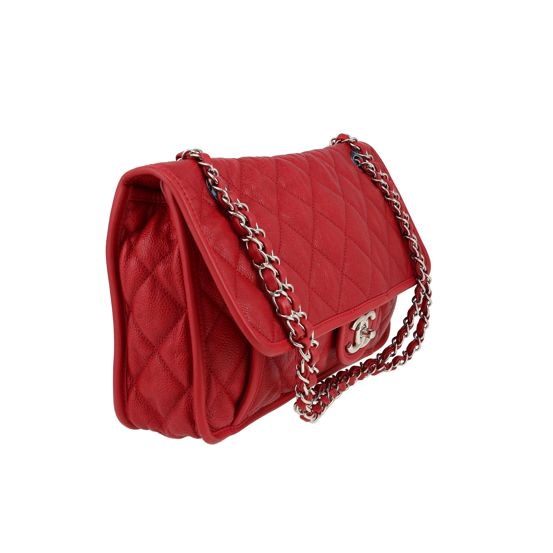 Chanel  French Riviera shoulder bag  in red grained leather