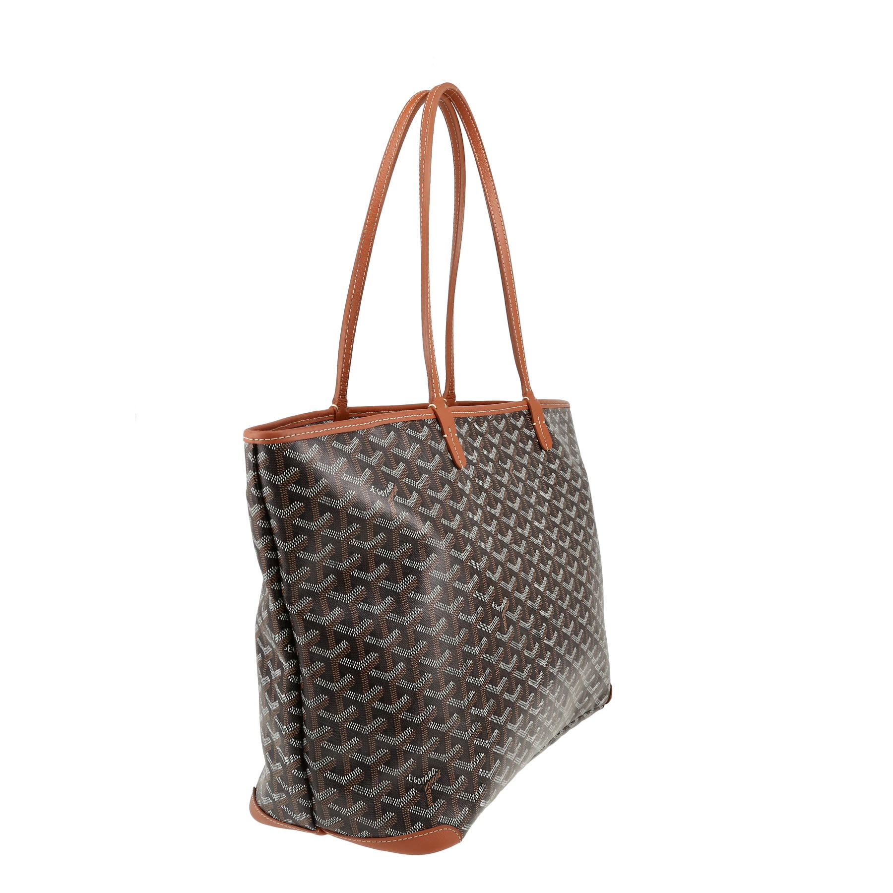 Shopping bag Goyard  Artois in tela Goyardine nera e pelle marrone
