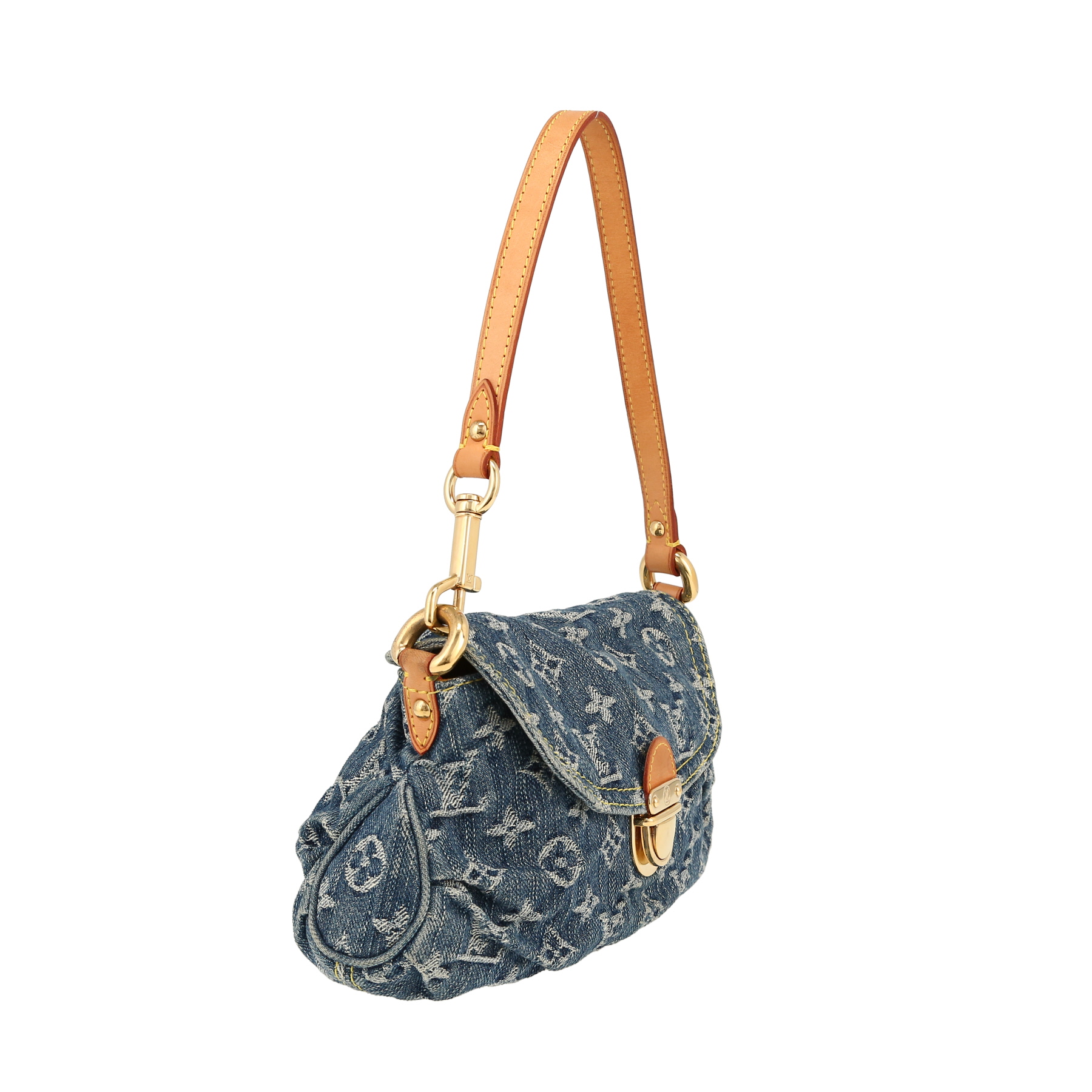 Louis Vuitton  Pleaty small model  handbag  in blue monogram denim canvas  and natural leather