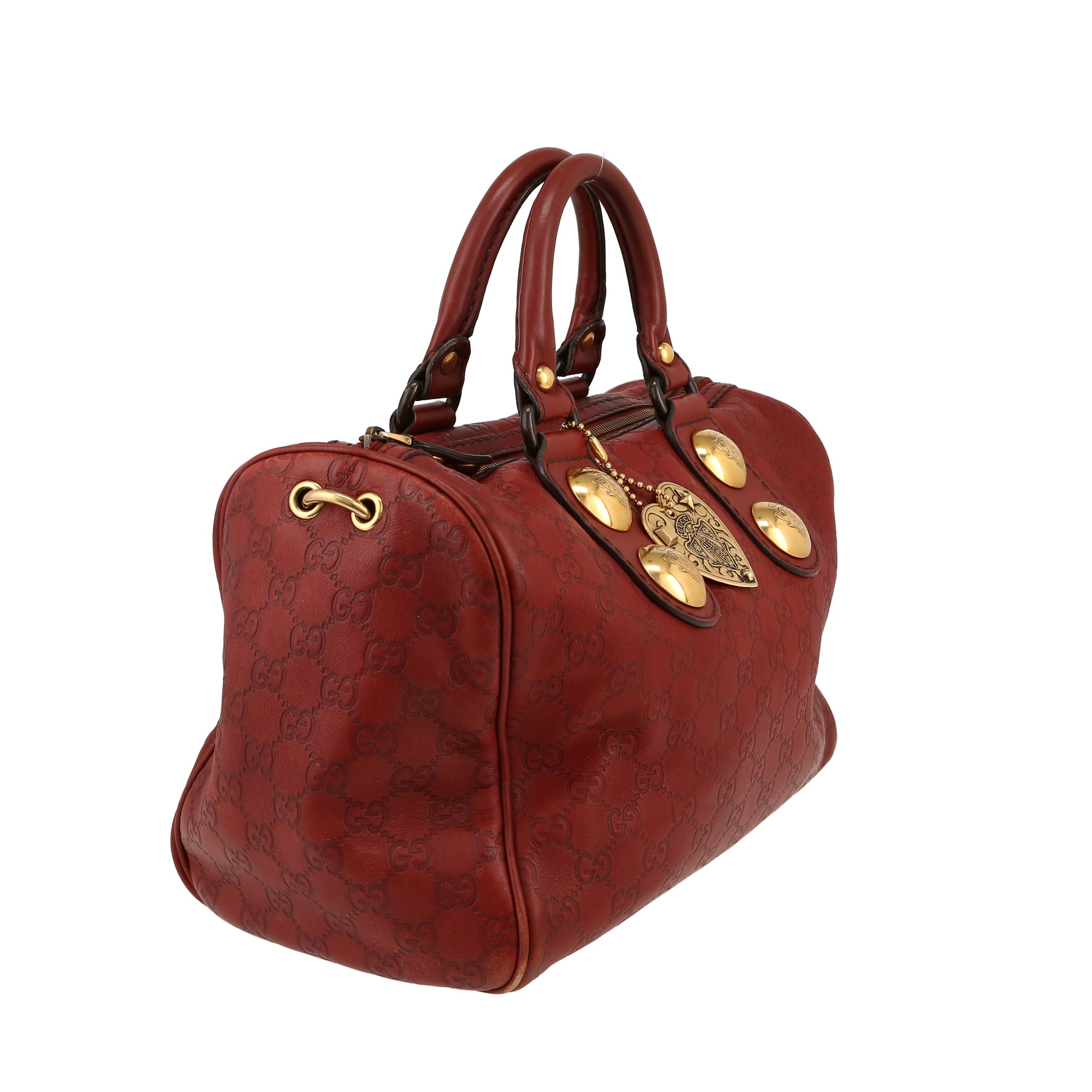 Sac à main Gucci  Babouska en cuir monogram empreinte bordeaux