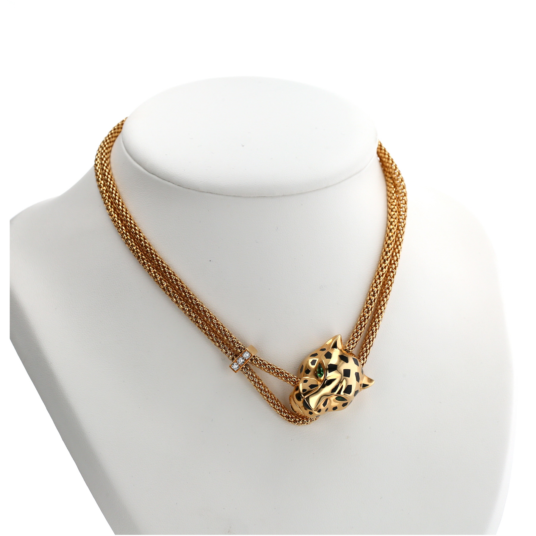 Cartier Panthère necklace in yellow gold, onyx and tsavorites