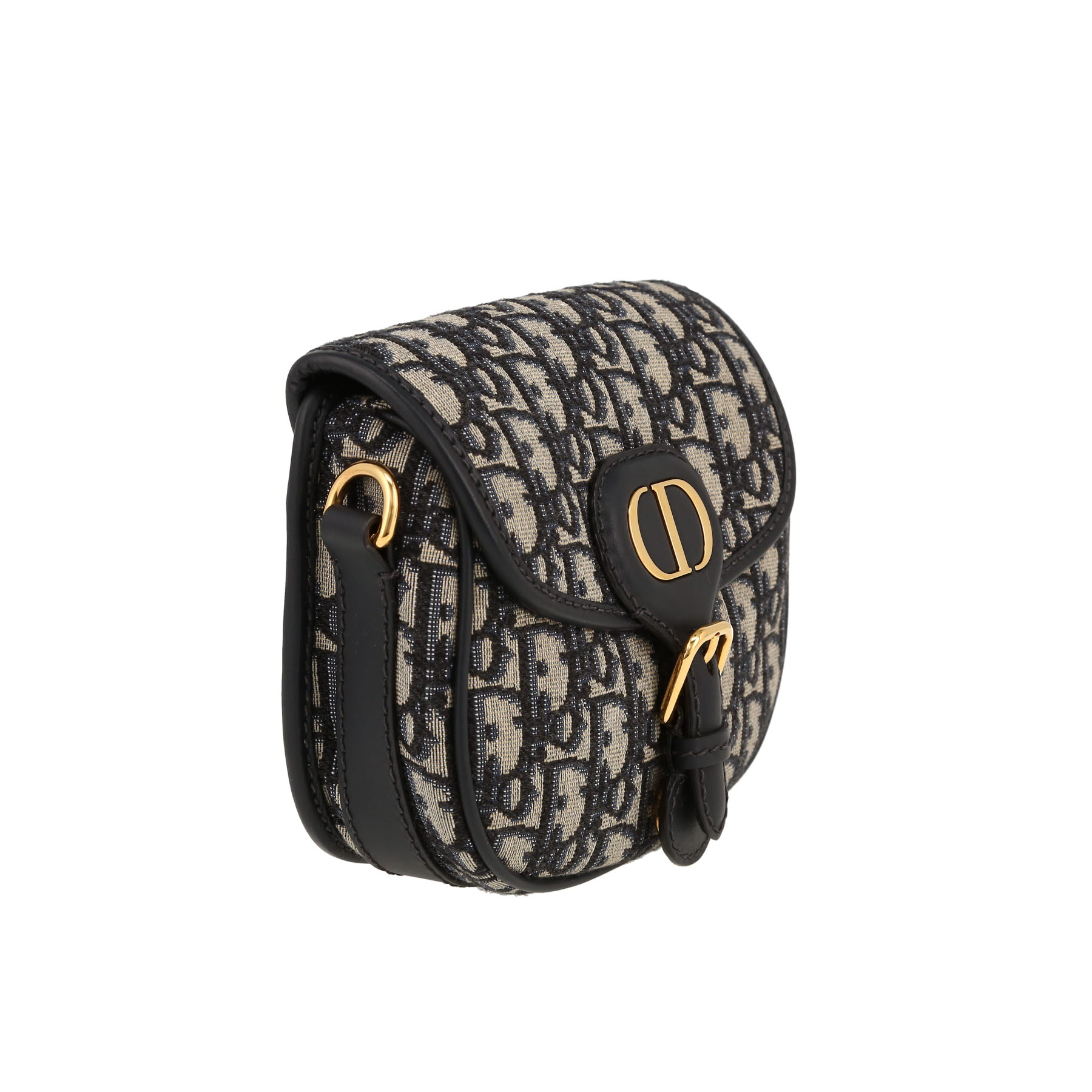 Bolso bandolera Dior  Bobby en lona Monogram Oblique azul y gris y cuero azul