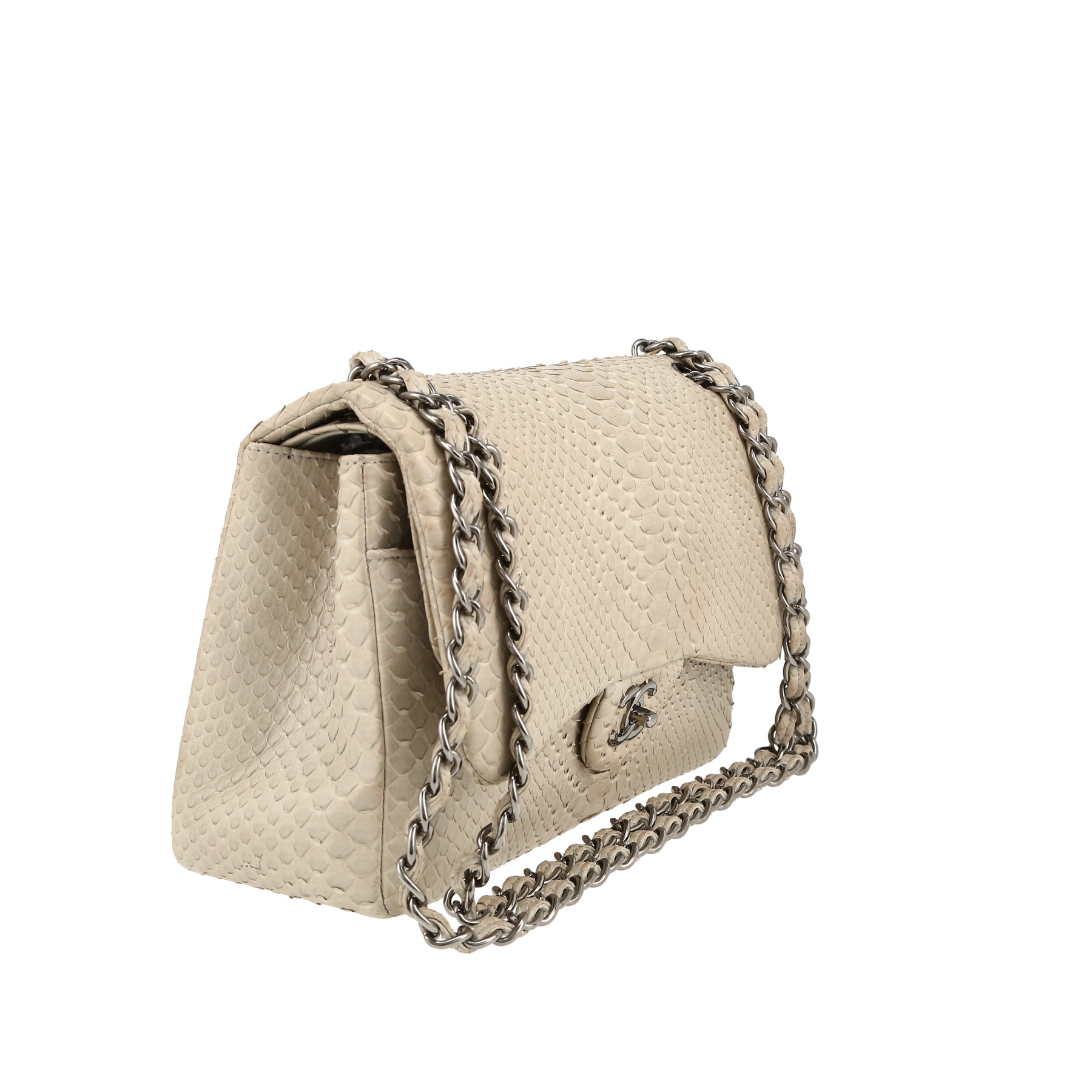 Chanel  Timeless Jumbo handbag  in beige python