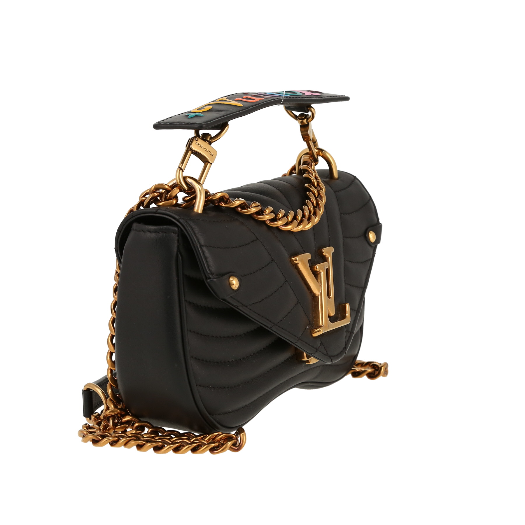 Bolso bandolera Louis Vuitton  New Wave en cuero acolchado negro
