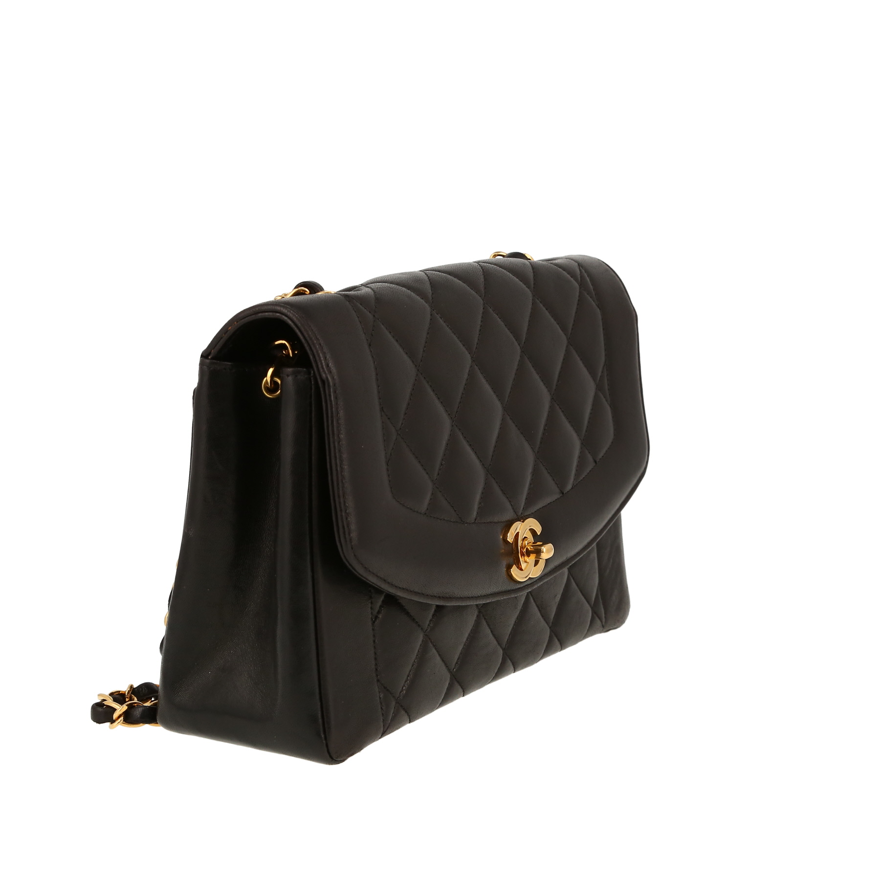 Sac bandoulière Chanel  Diana en cuir matelassé noir