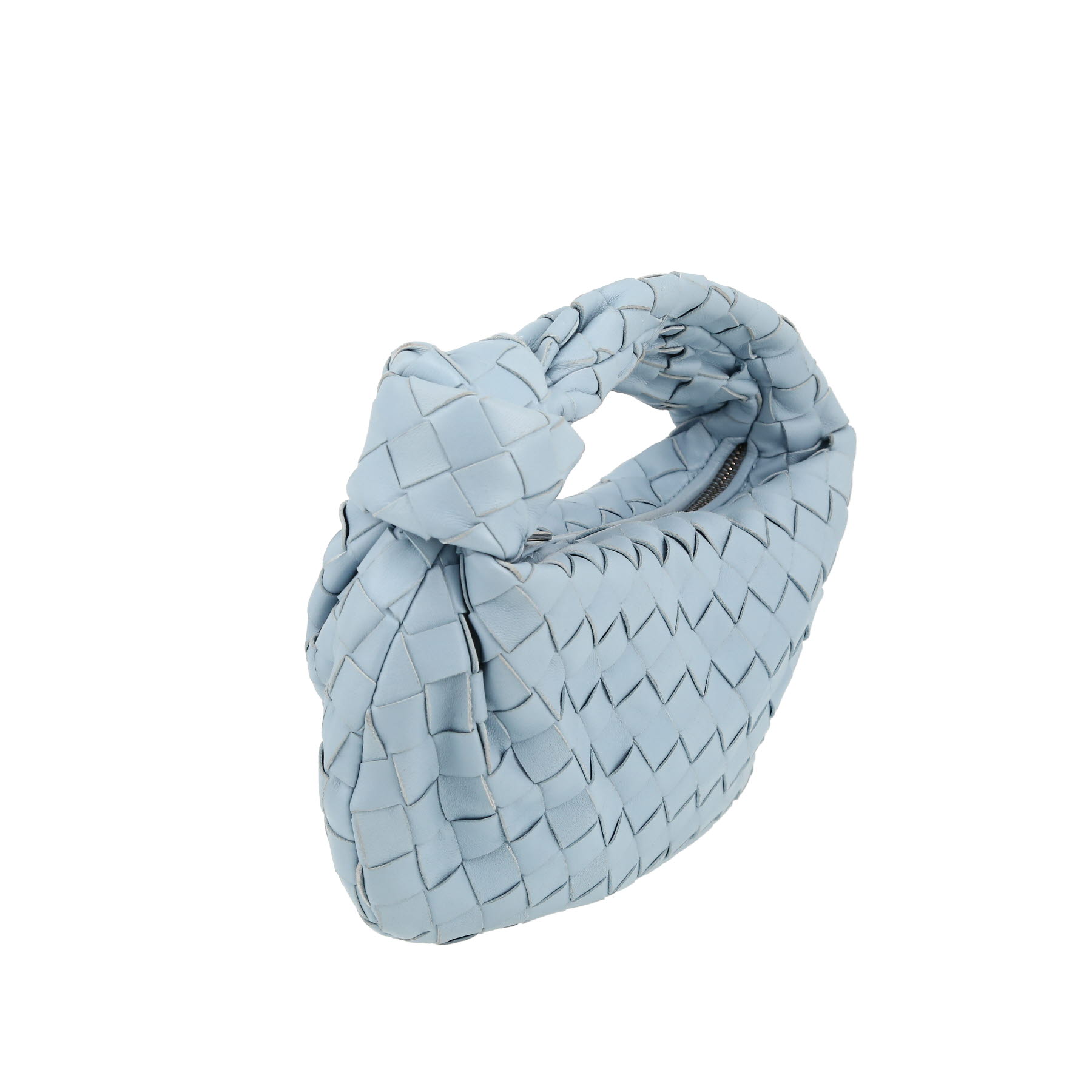 Sac à main Bottega Veneta  Jodie en cuir intrecciato bleu-ciel