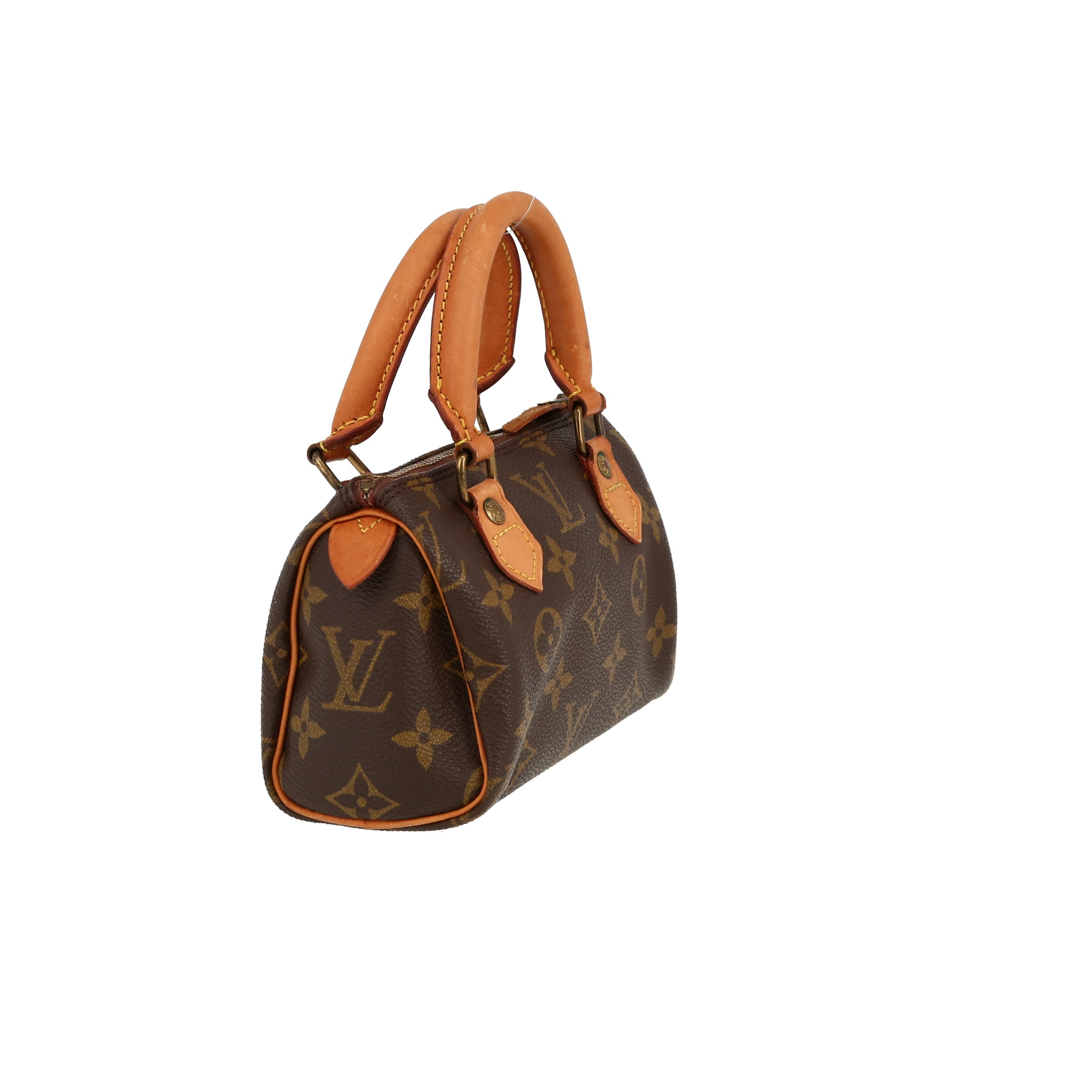 Louis Vuitton  Nano Speedy handbag  in brown monogram canvas  and natural leather