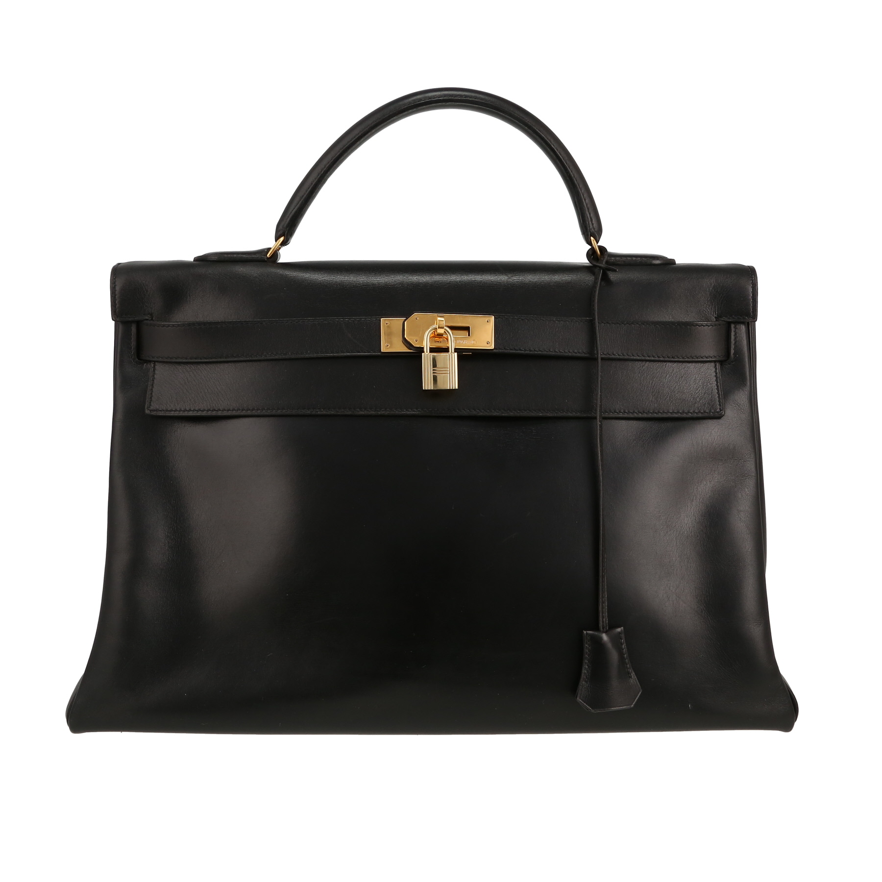 Kelly 40 cm Handbag In Black Box Leather