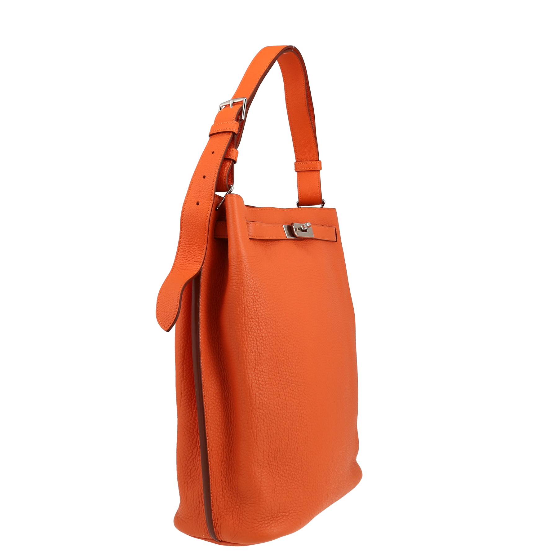 Sac à main Hermès  So Kelly en cuir taurillon clémence orange