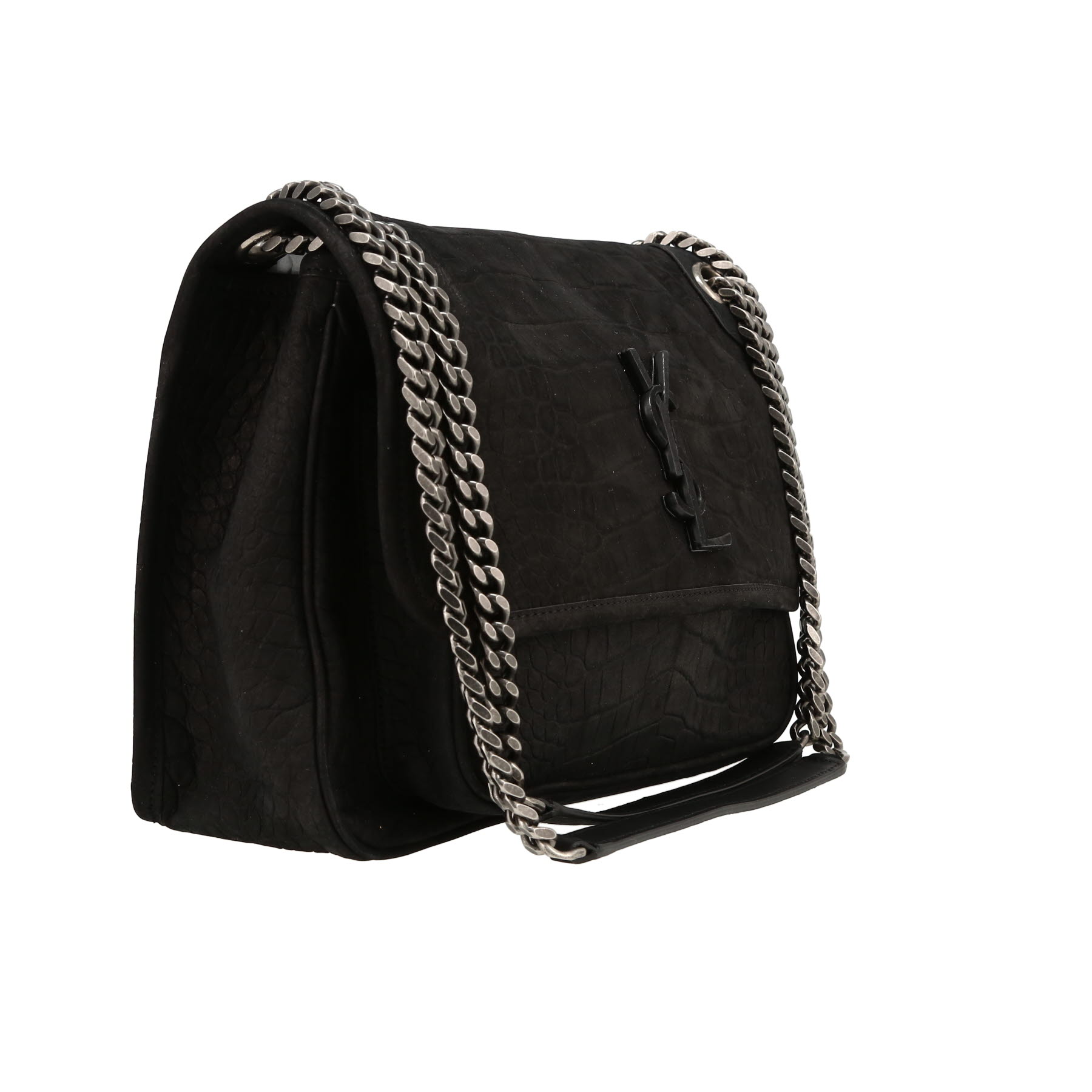 Sac bandoulière Saint Laurent  Niki moyen modèle  en daim noir