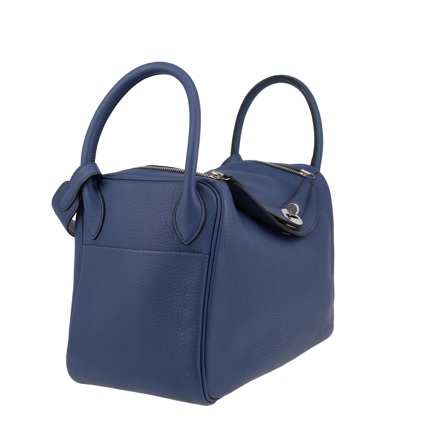 Bolso de mano Hermès  Lindy 30 cm en cuero togo azul