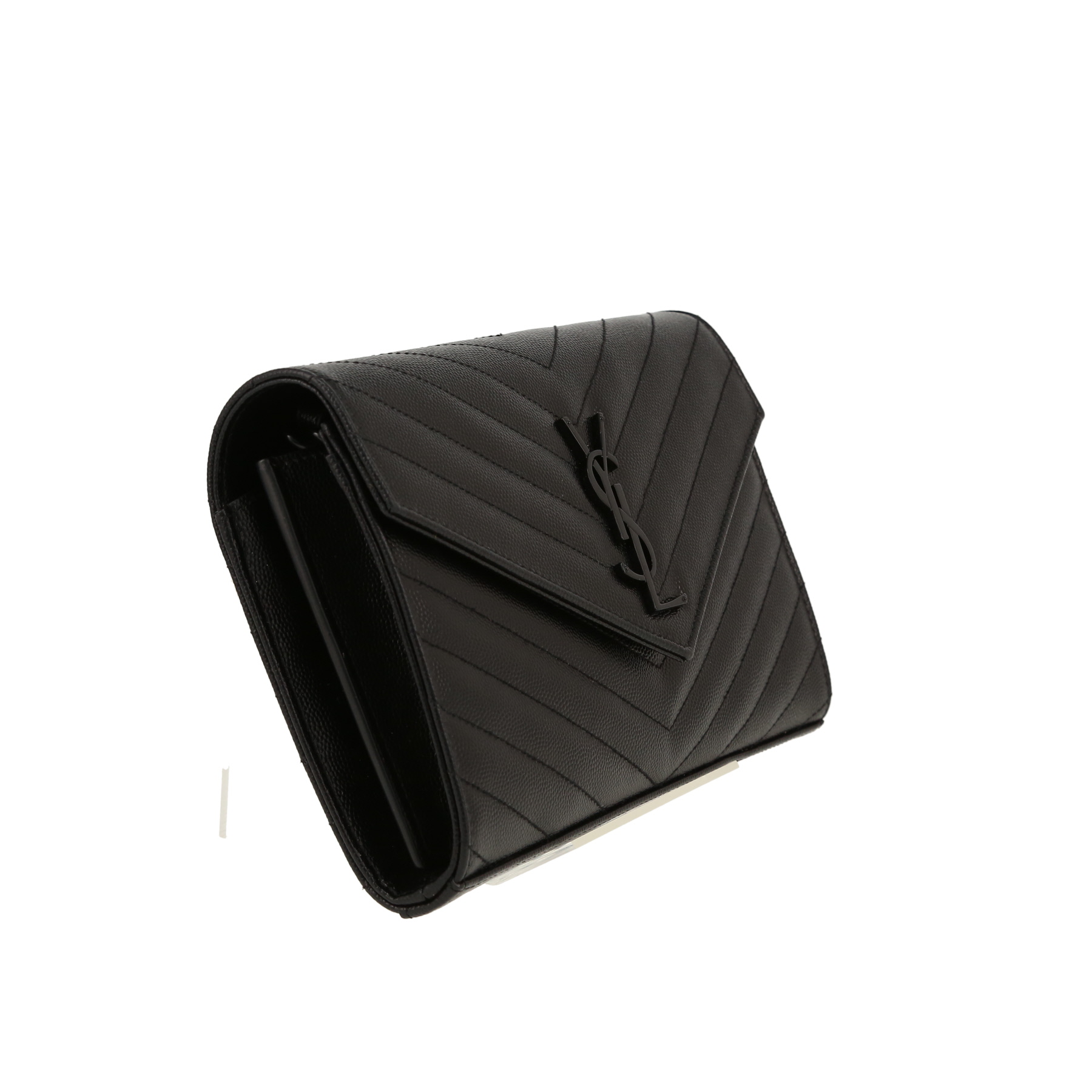 Saint Laurent  Cassandre shoulder bag  in black quilted grained leather