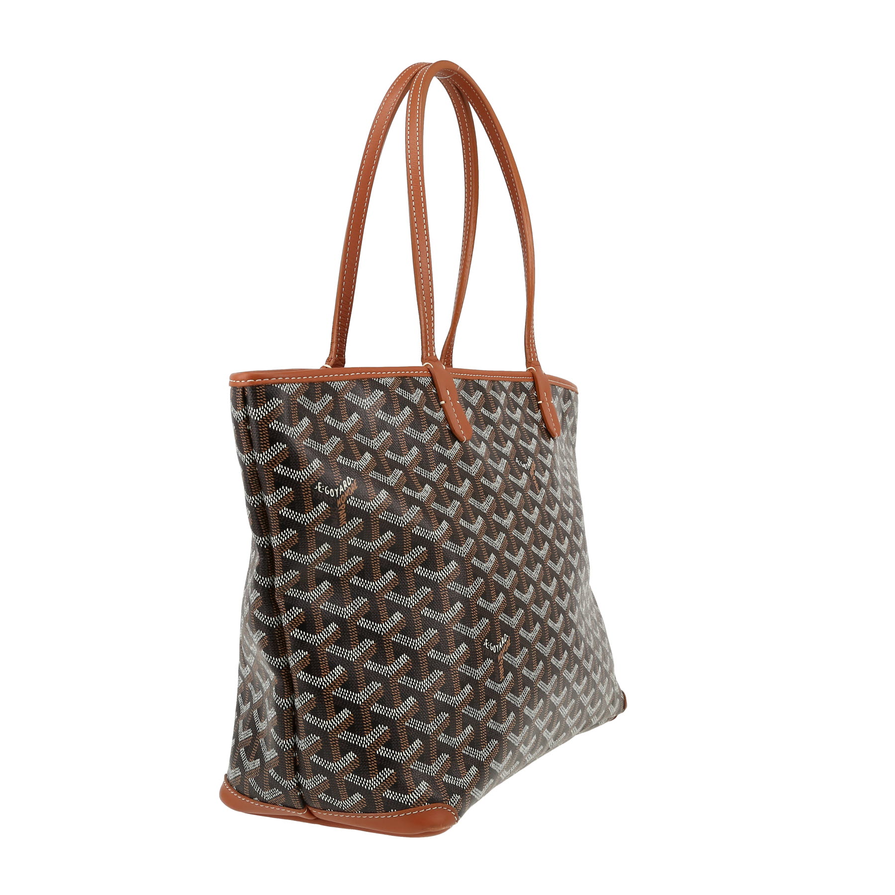 Goyard  Anjou shopping bag  in brown monogram canvas  and brown leather