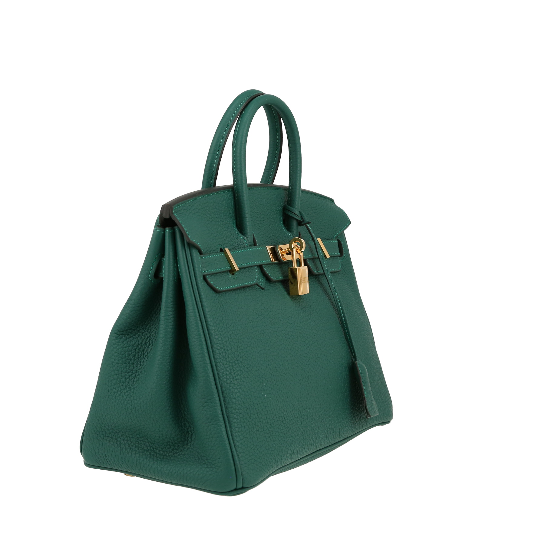 Sac à main Hermès  Birkin 25 cm en cuir togo vert-malachite