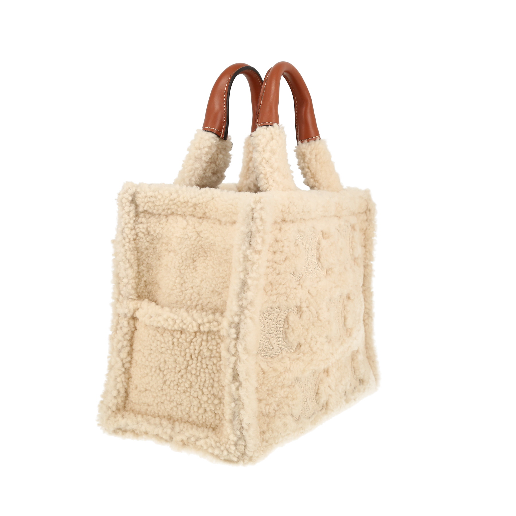 Celine  Thais handbag  in beige sheepskin  and brown leather