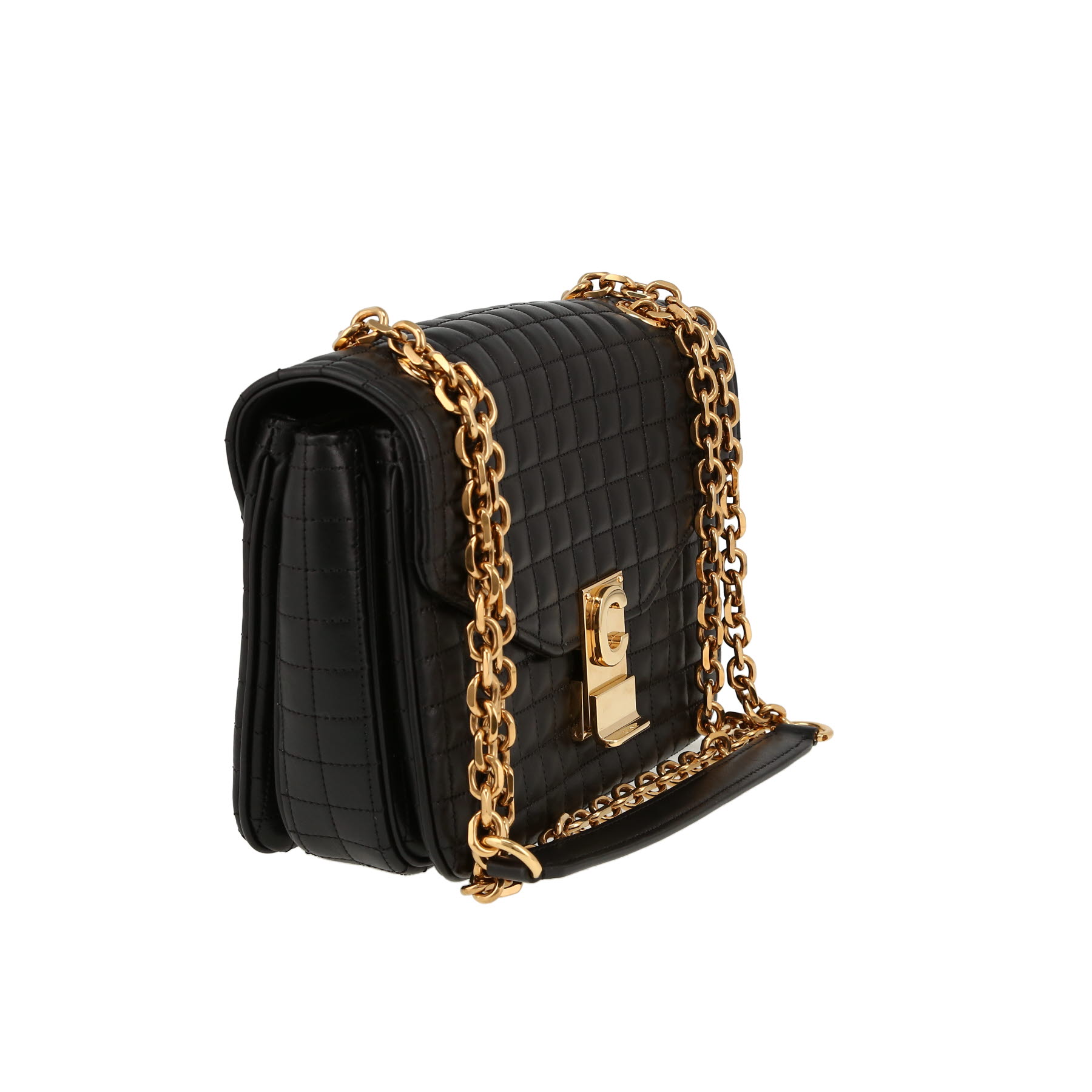 Bolso de mano Celine  C bag en cuero acolchado negro y cuero negro