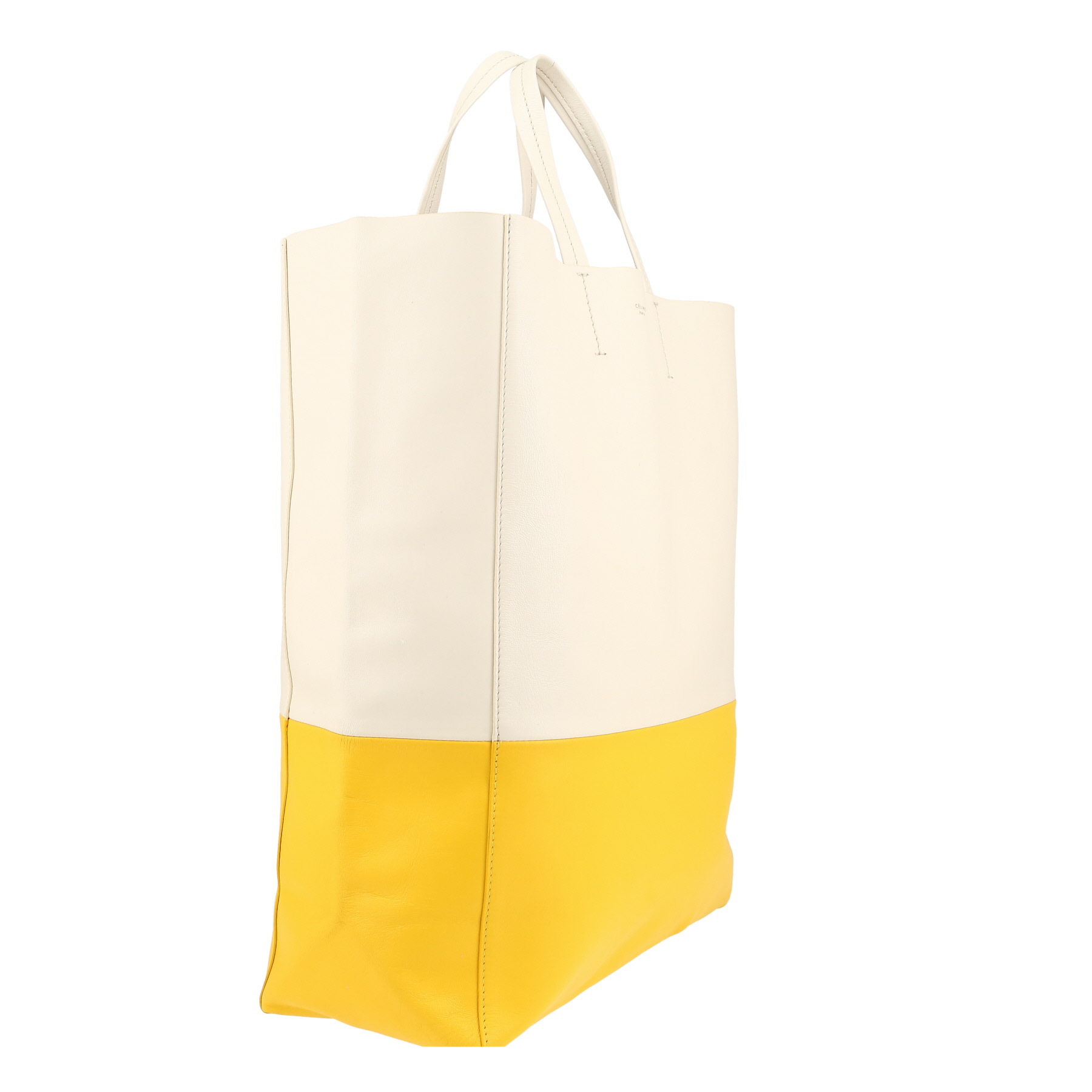 Sac cabas Celine  Vertical en cuir blanc et jaune