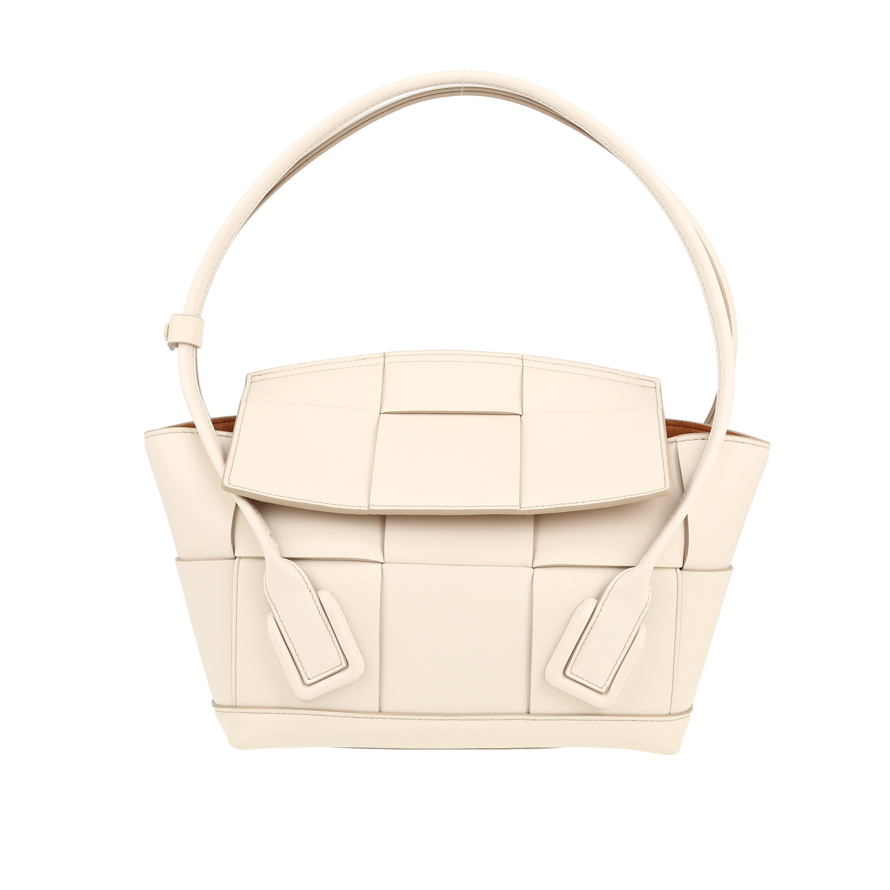 トートバッグ BOTTEGA VENETA Ivory Leather Knot Lock Handbag Knot Lock Intrecciato leather crossbody bag in white
