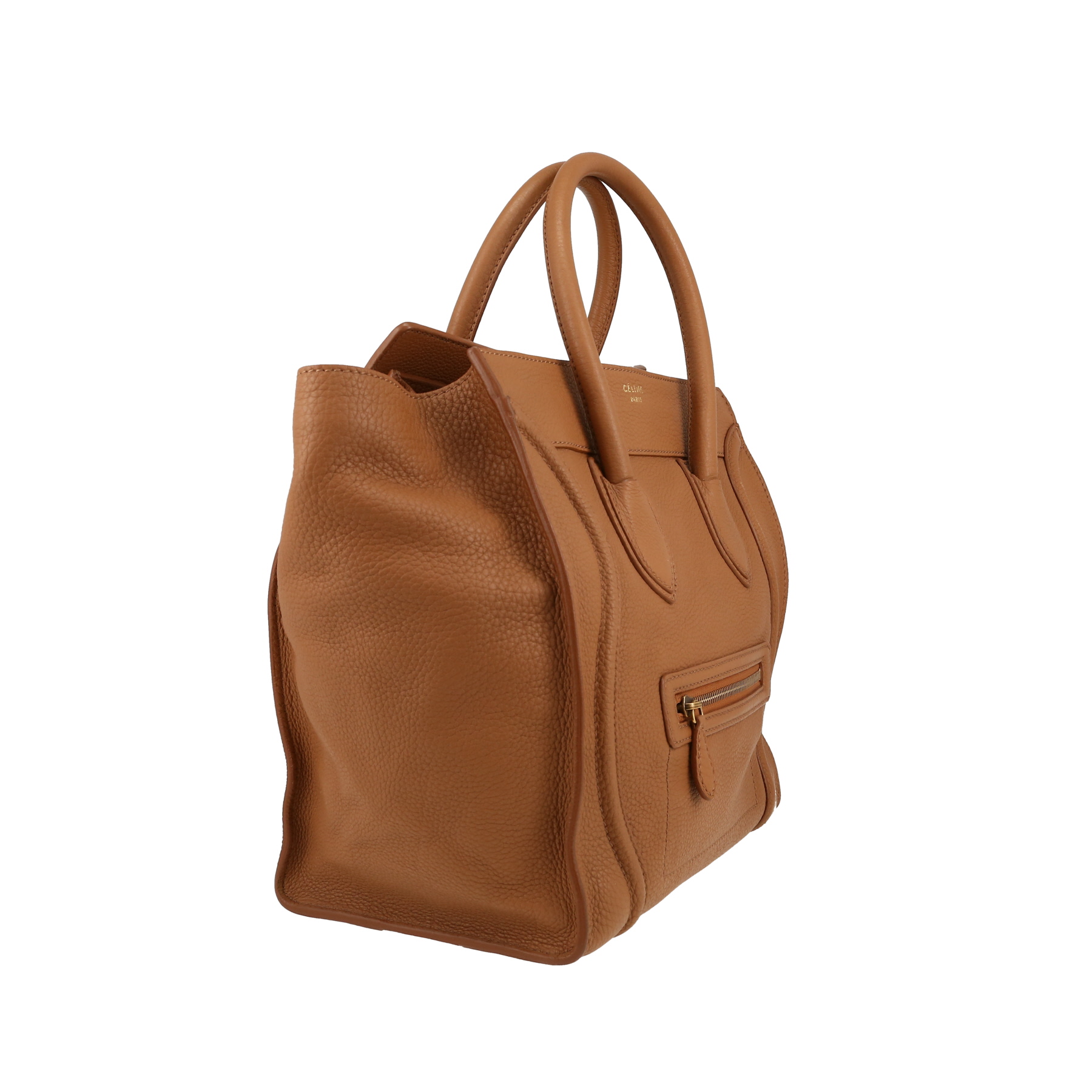 Sac à main Celine  Luggage moyen modèle  en cuir grainé marron