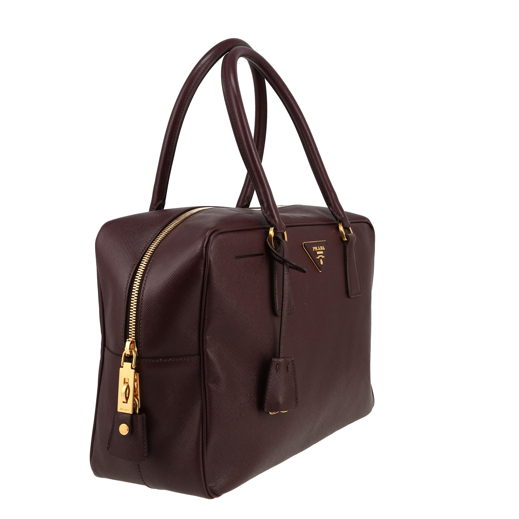 Prada  Bauletto handbag  in plum leather saffiano