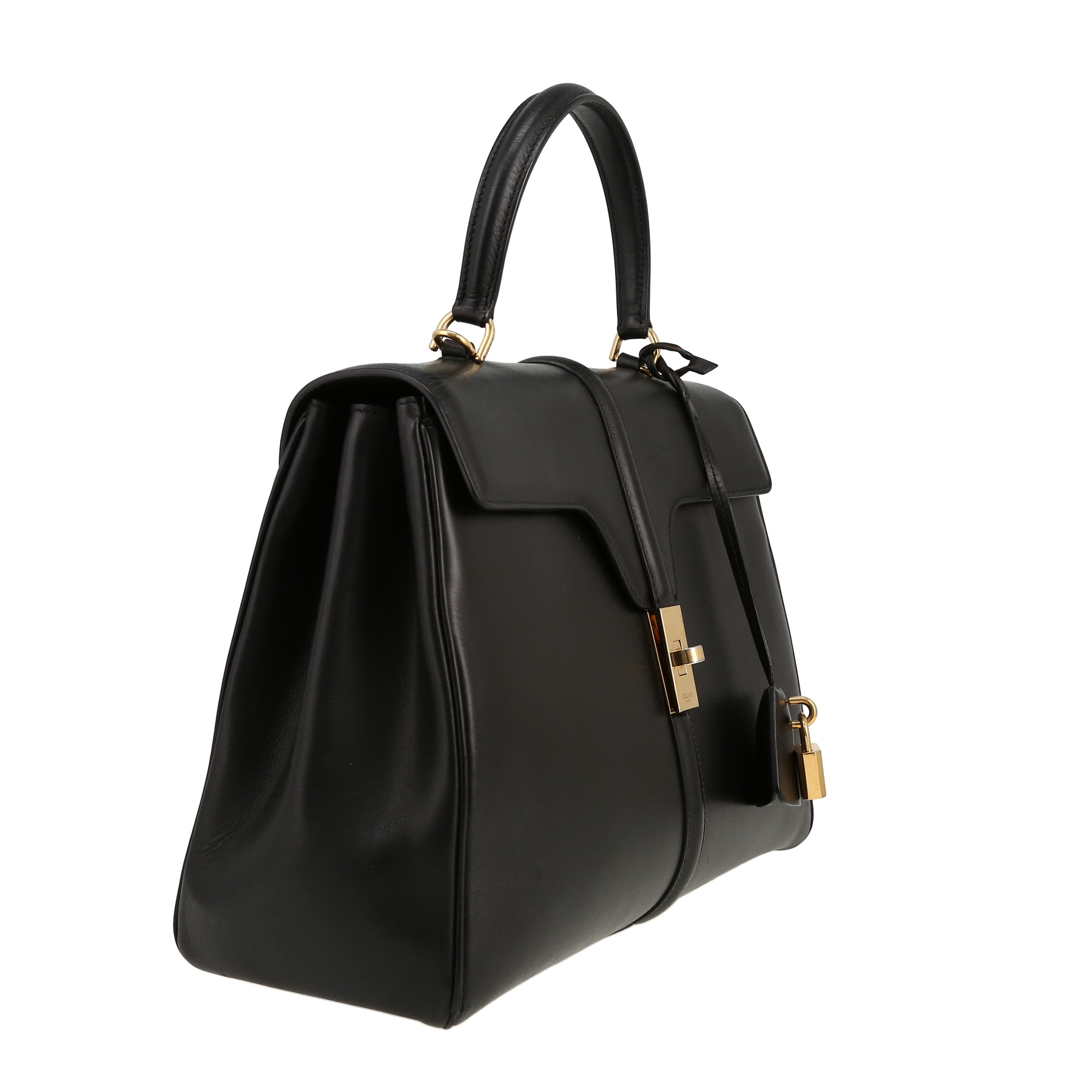Celine  16 medium model  shoulder bag  in black leather