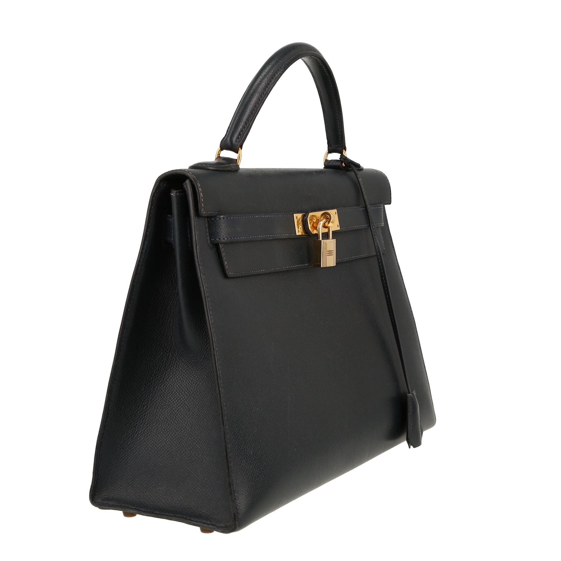 Hermès  Kelly 32 cm handbag  in navy blue Courchevel leather